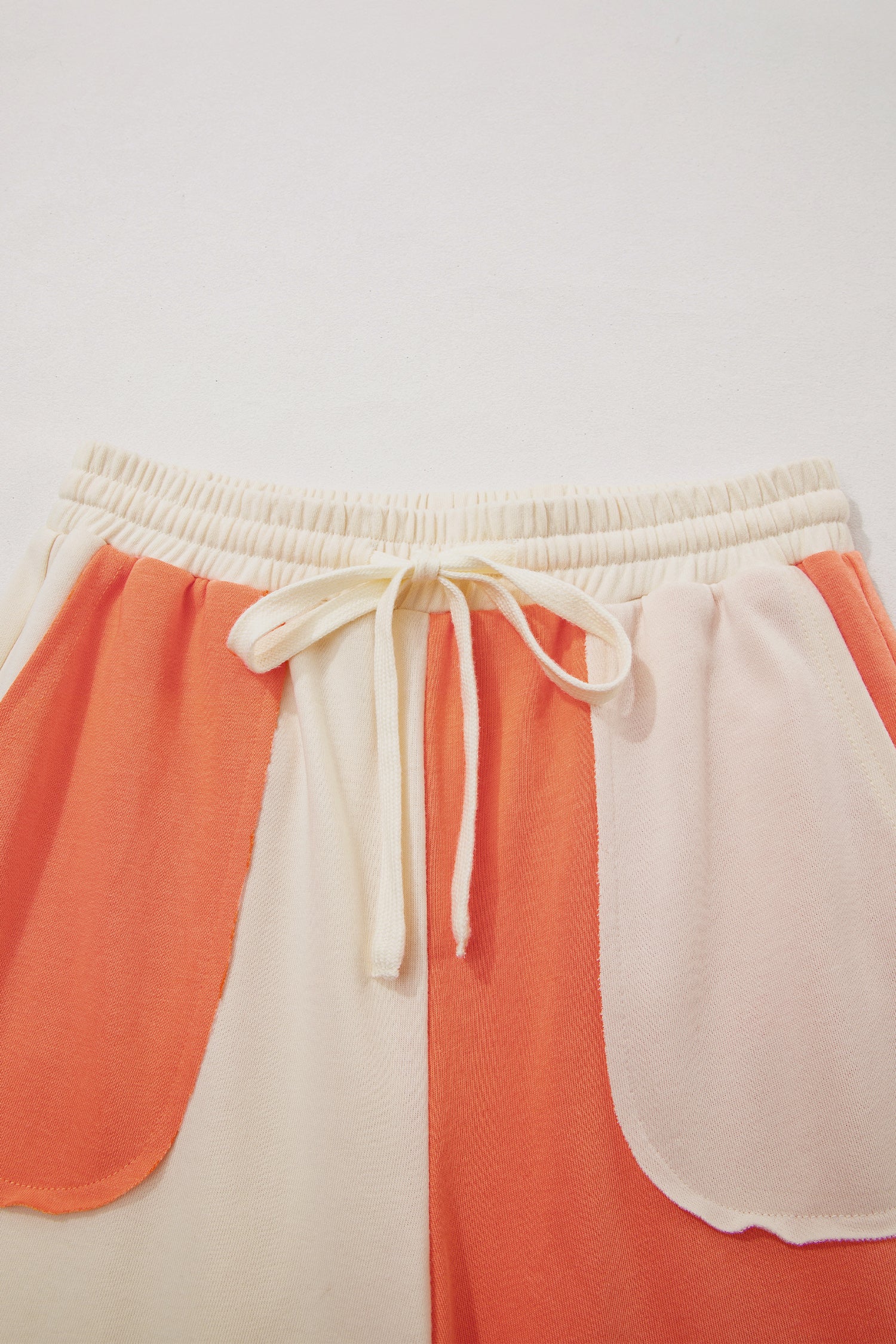Raw Seam Colorblock Wide Leg Ankle Length Casual Pants – Fiery Red
