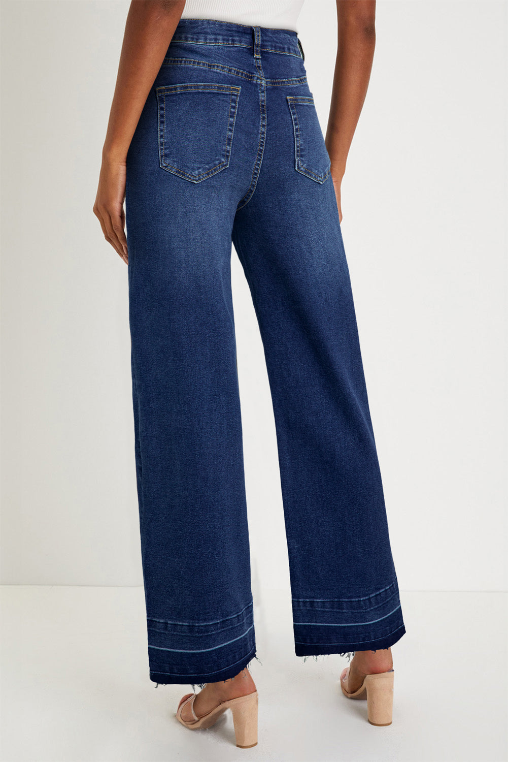 Raw Hem Straight High Rise Loose Jeans - Bottoms/Jeans