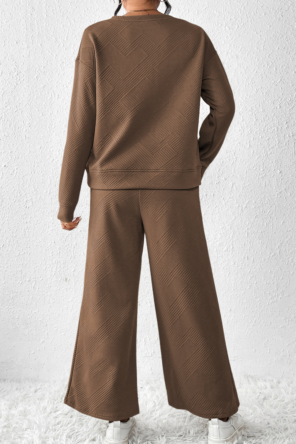 Red Dahlia Ultra Loose Textured 2pcs Slouchy Outfit eAura