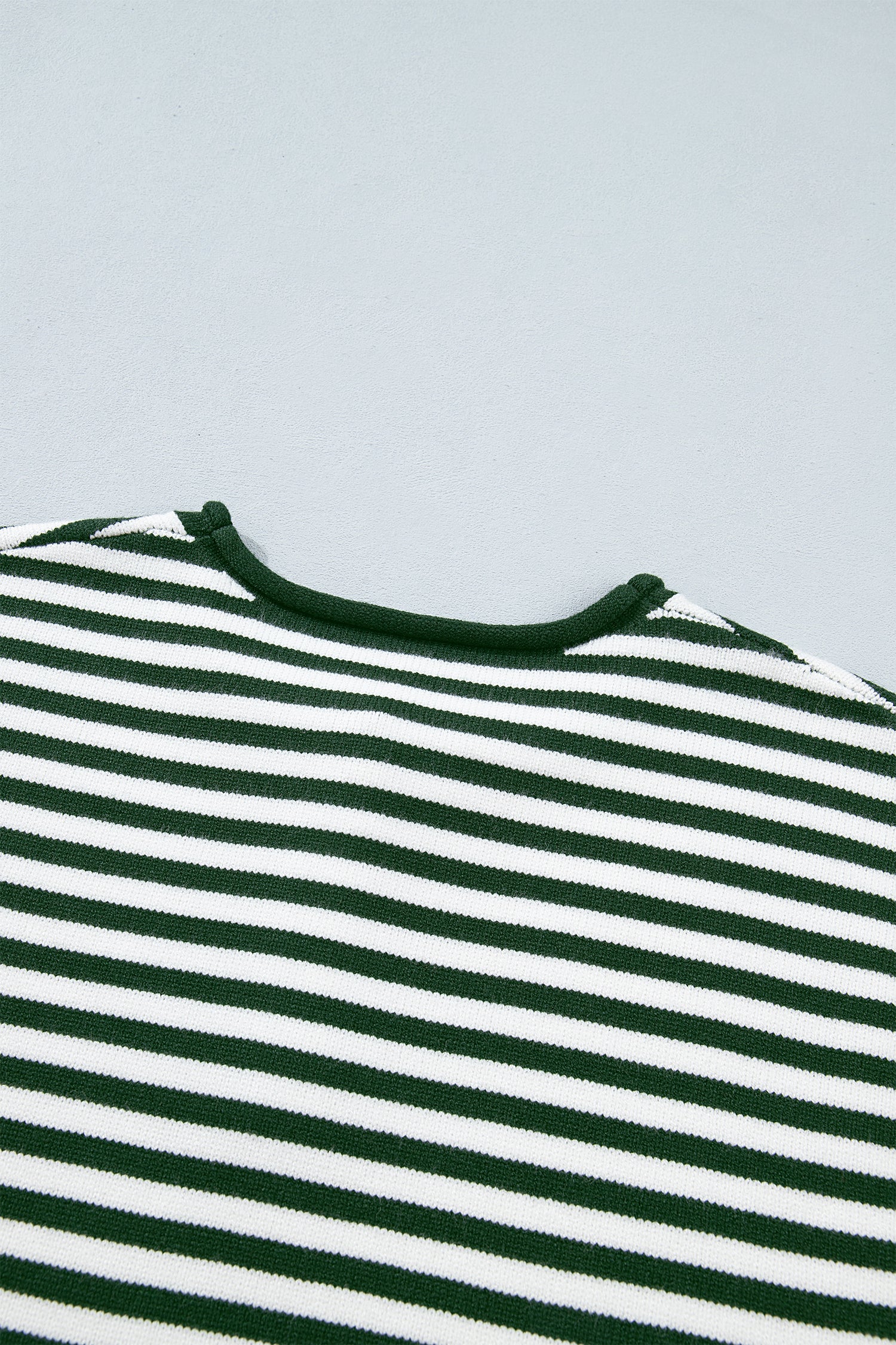 Striped Button Placket Drop Shoulder Long Sleeve Sweater – Pink Stripe