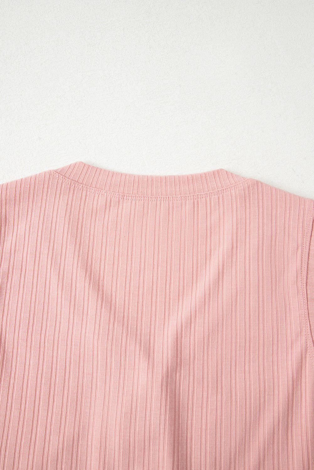 Pink Ribbed Button V Neck Tank Top and Shorts Co-ord Set eAura