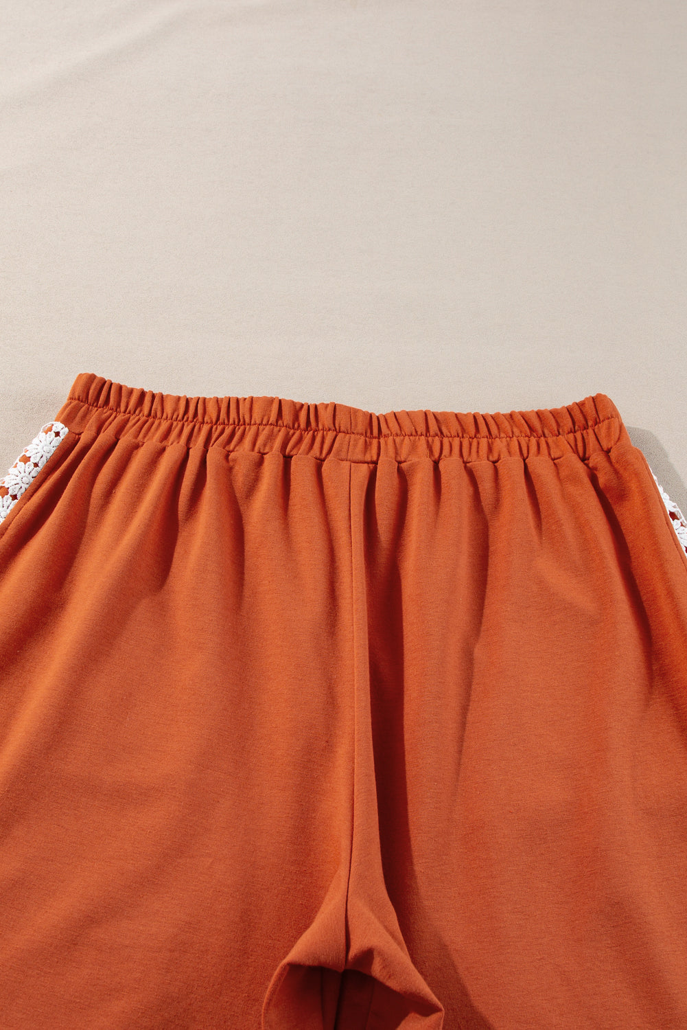 Gold Flame Plus Size Floral Crochet Patch Drawstring Wide Leg Trousers BB Fashion Outlet