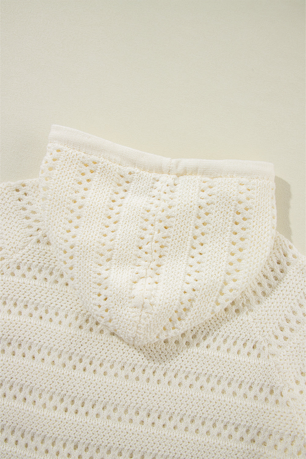 Peach Blossom Pointelle Knit Raglan Sleeve Hooded Sweater eAura