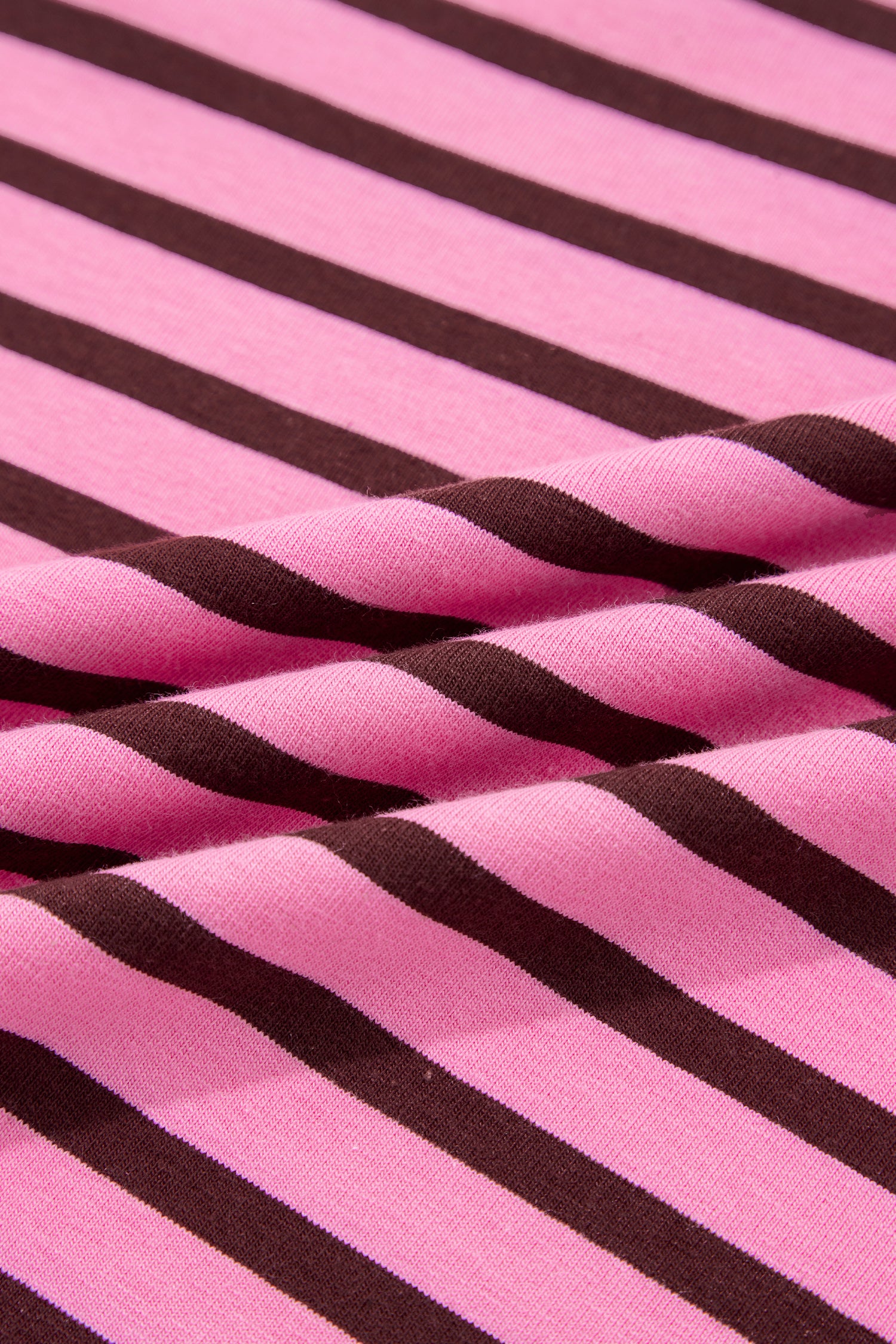 V Neck Drop Shoulder Long Sleeve Top – Pink Stripe