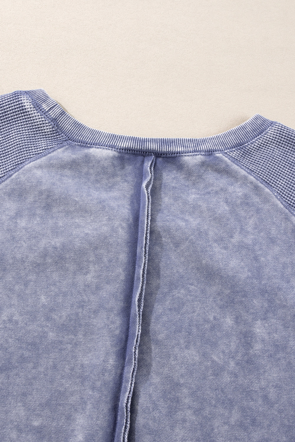 Black Solid Waffle Knit Patchwork Raglan Sleeve Sweatshirt Dear-Lover Dropshipping