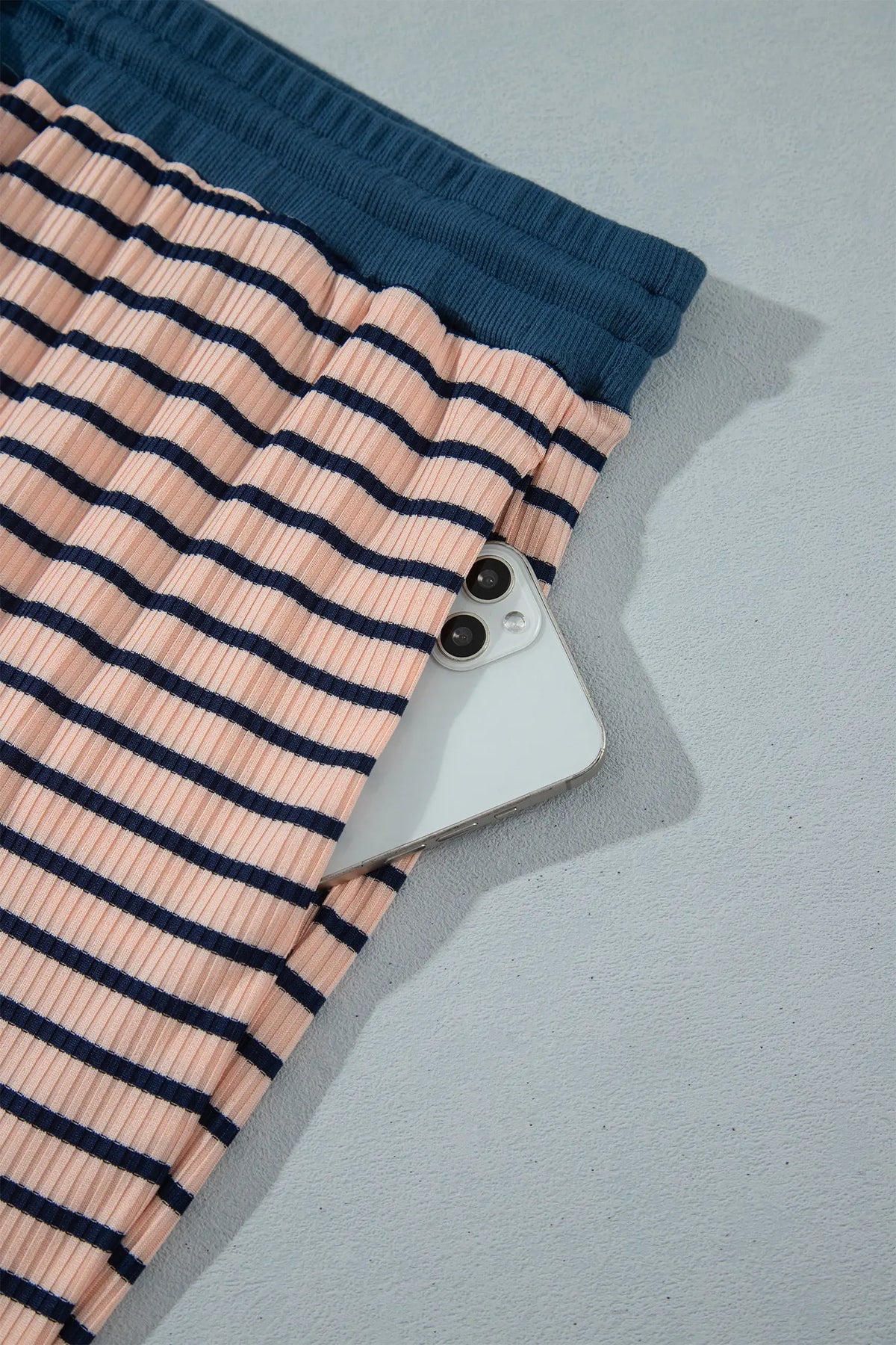 Striped Colourblock V Neck Long Sleeve Plus Size Set – Pink Stripe