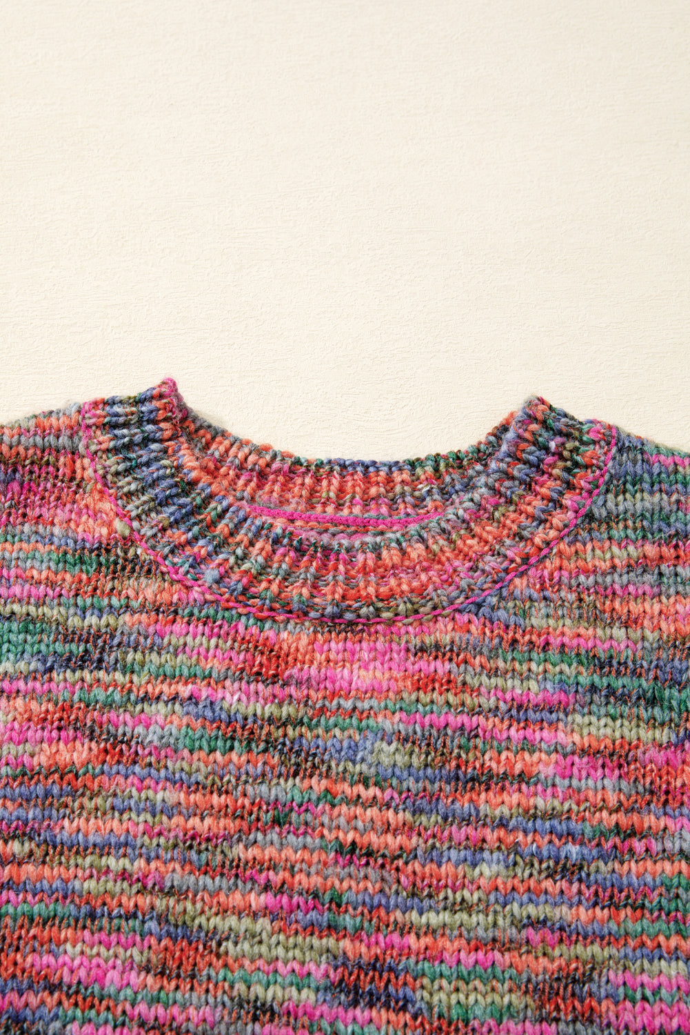 Purple Space Dye Yarn Crew Neck Sweater eAura