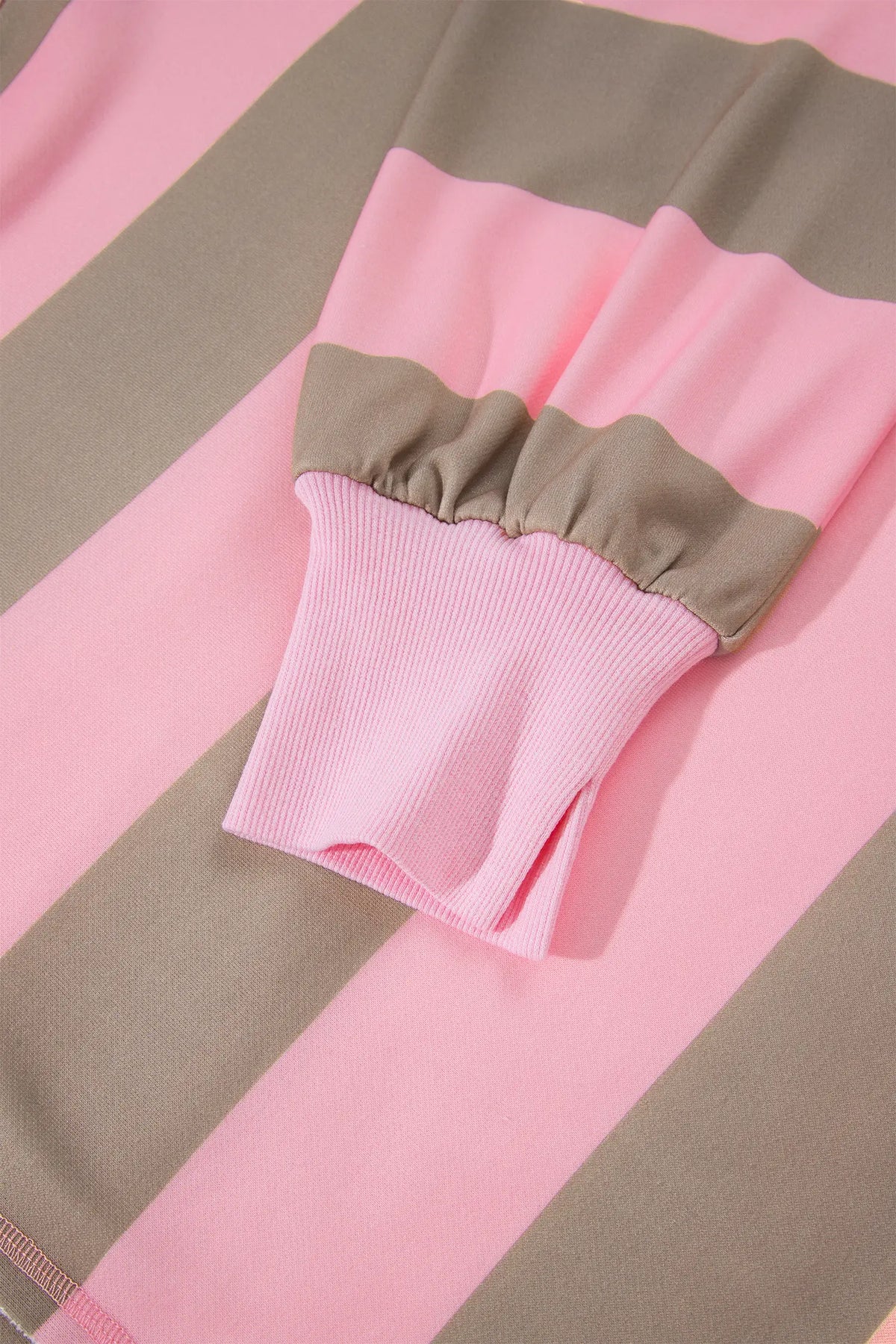 Striped Colourblock Patch Pocket Split Hem Oversized Long Sleeve Sweatshirt – Pink Stripe