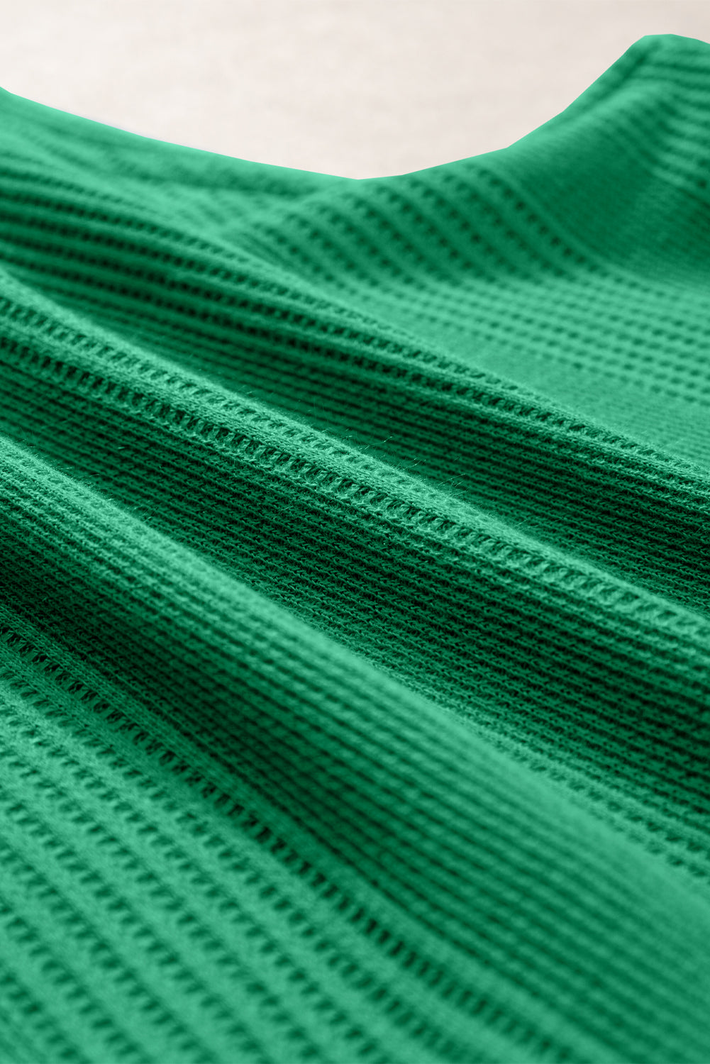 Green Solid Colour Ribbed Ruffle Tank Top and Trousers Set eAura