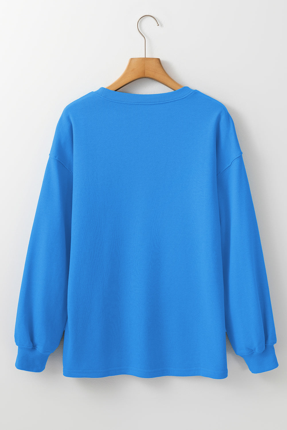 Drop Shoulder Long Sleeve Basic Sweatshirt – Blue