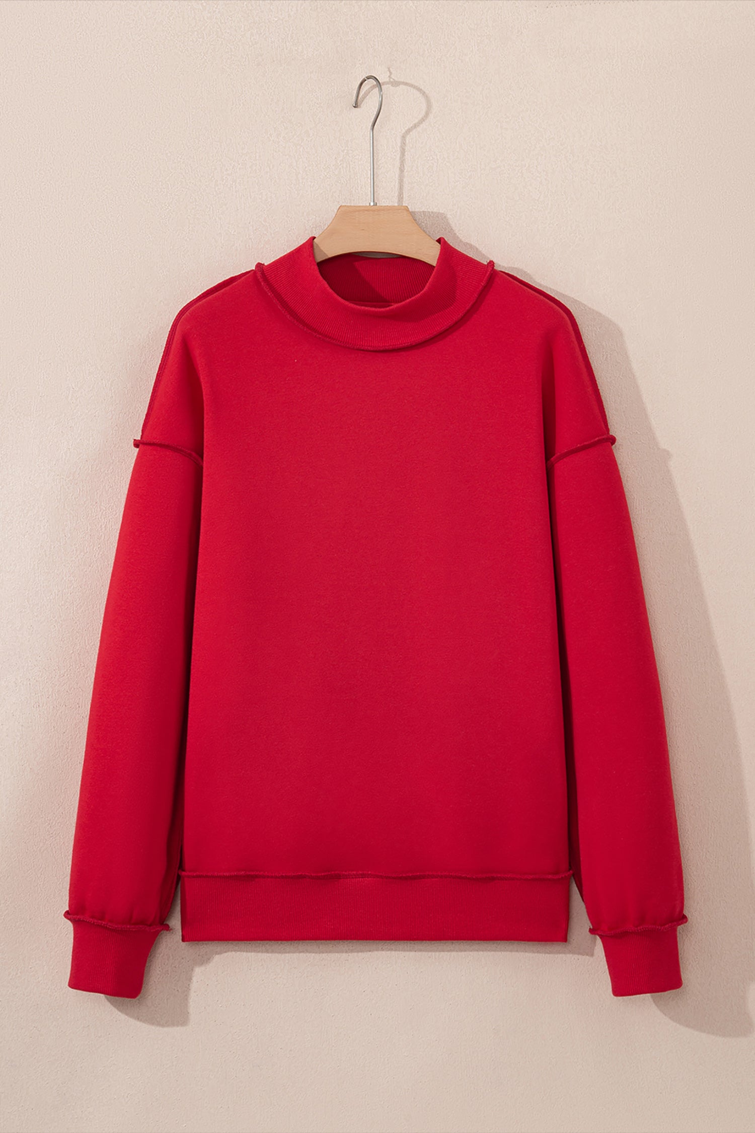 Carrot Oversize Drop Shoulder Reversible Mock Neck Sweatshirt – Orange