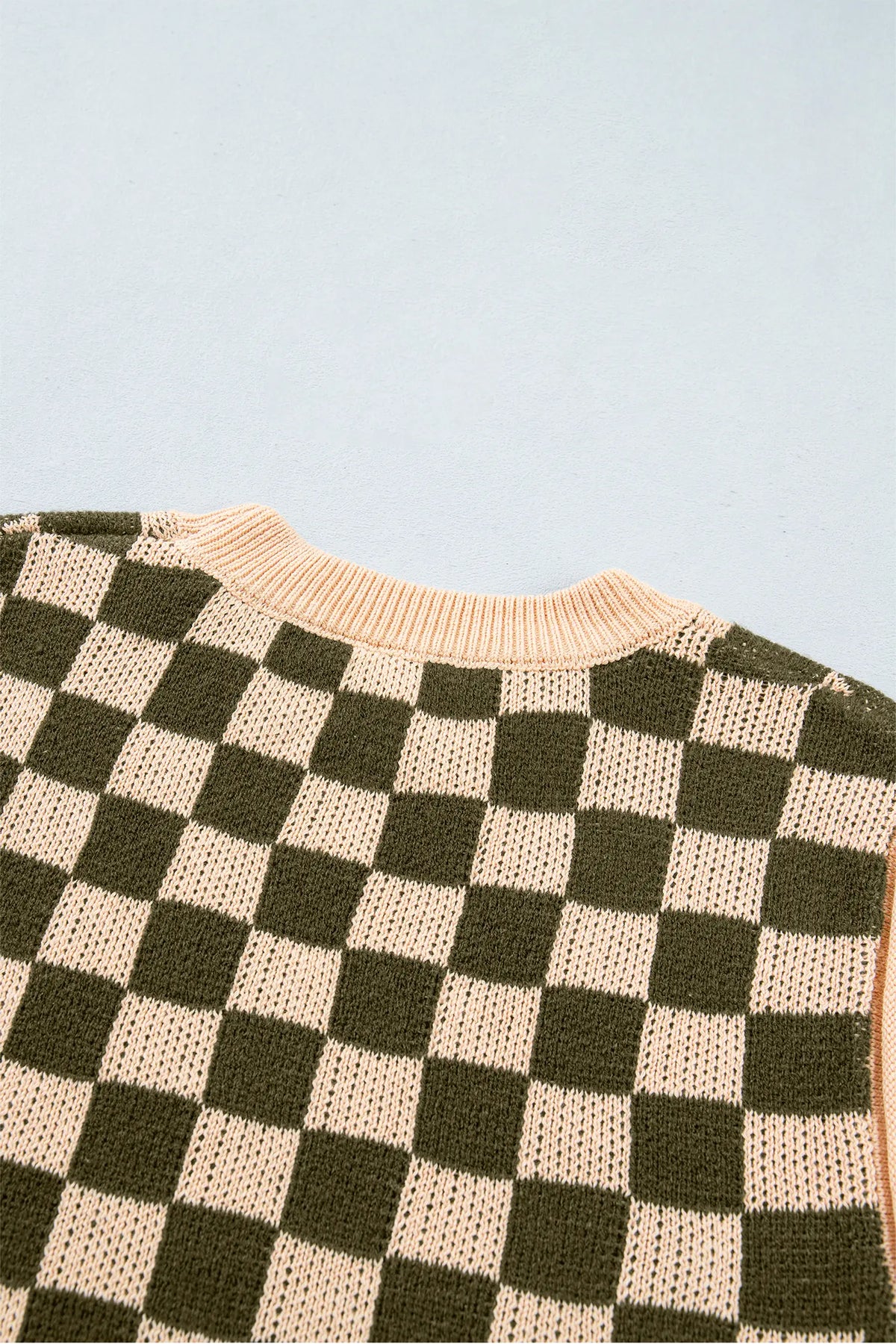 Drop Shoulder Plaid Knit Long Sleeve Sweater – Multicolour