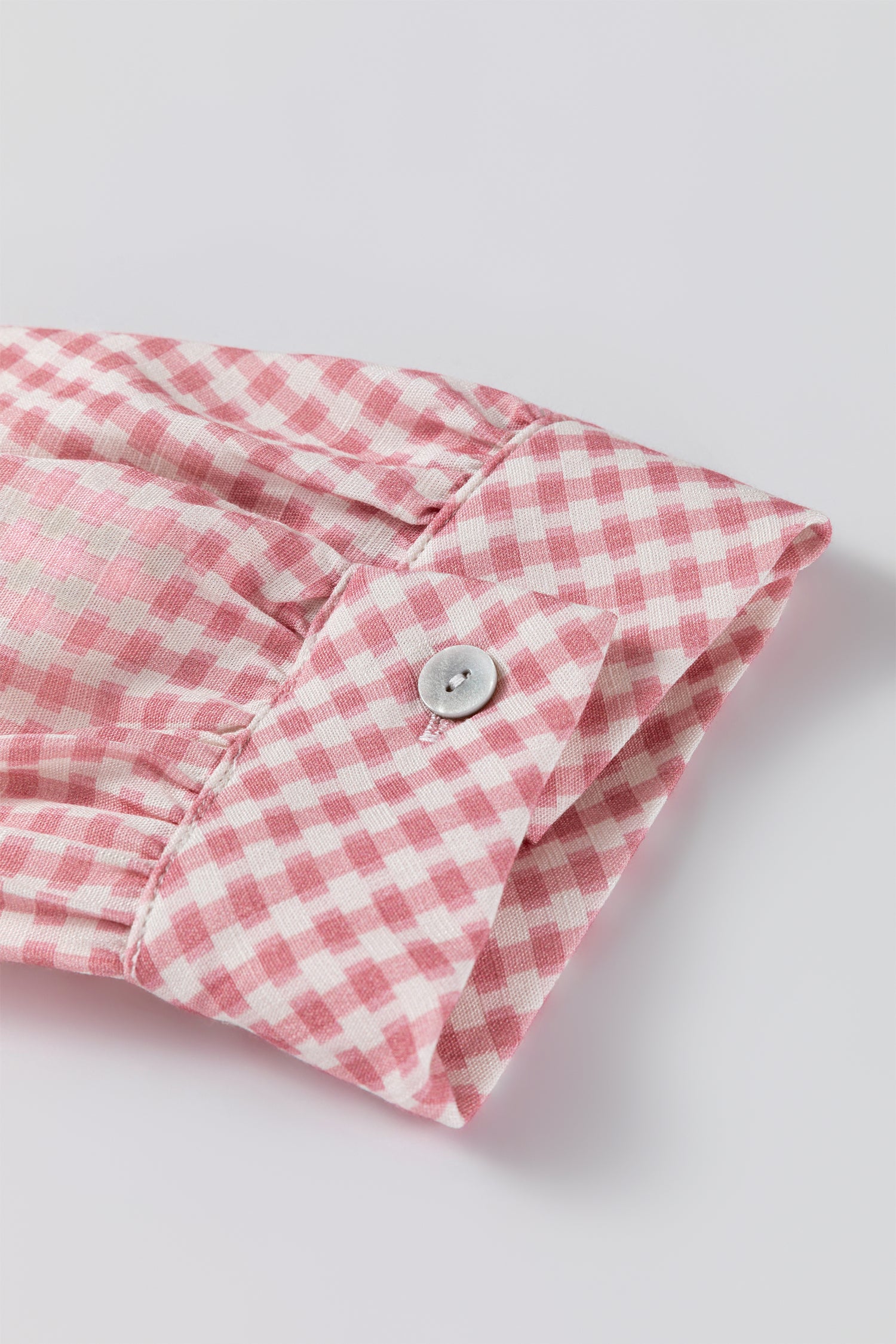 Plaid Half Sleeve Ruffle Hem Button Down Shirt – Pink