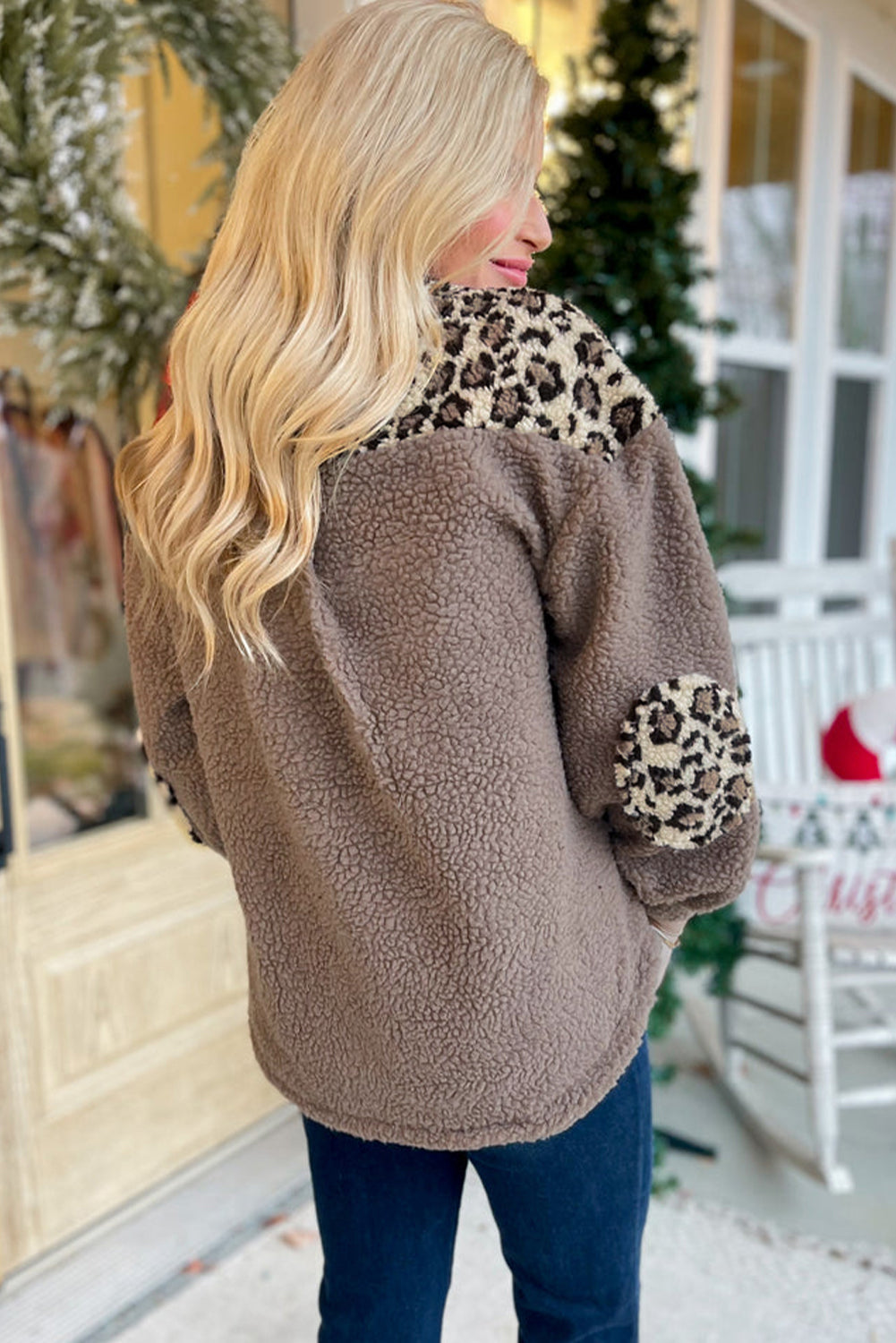 Brown Sherpa Leopard Print Flap Pocket Collared Button Up Jacket Dear-Lover Dropshipping