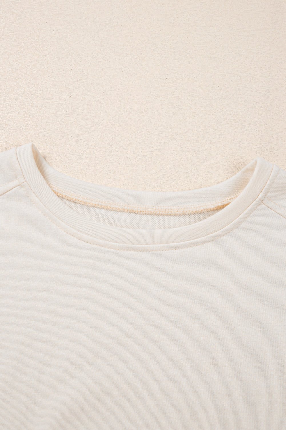 White Pearled Puff Sleeve Round Neck Loose Top eAura