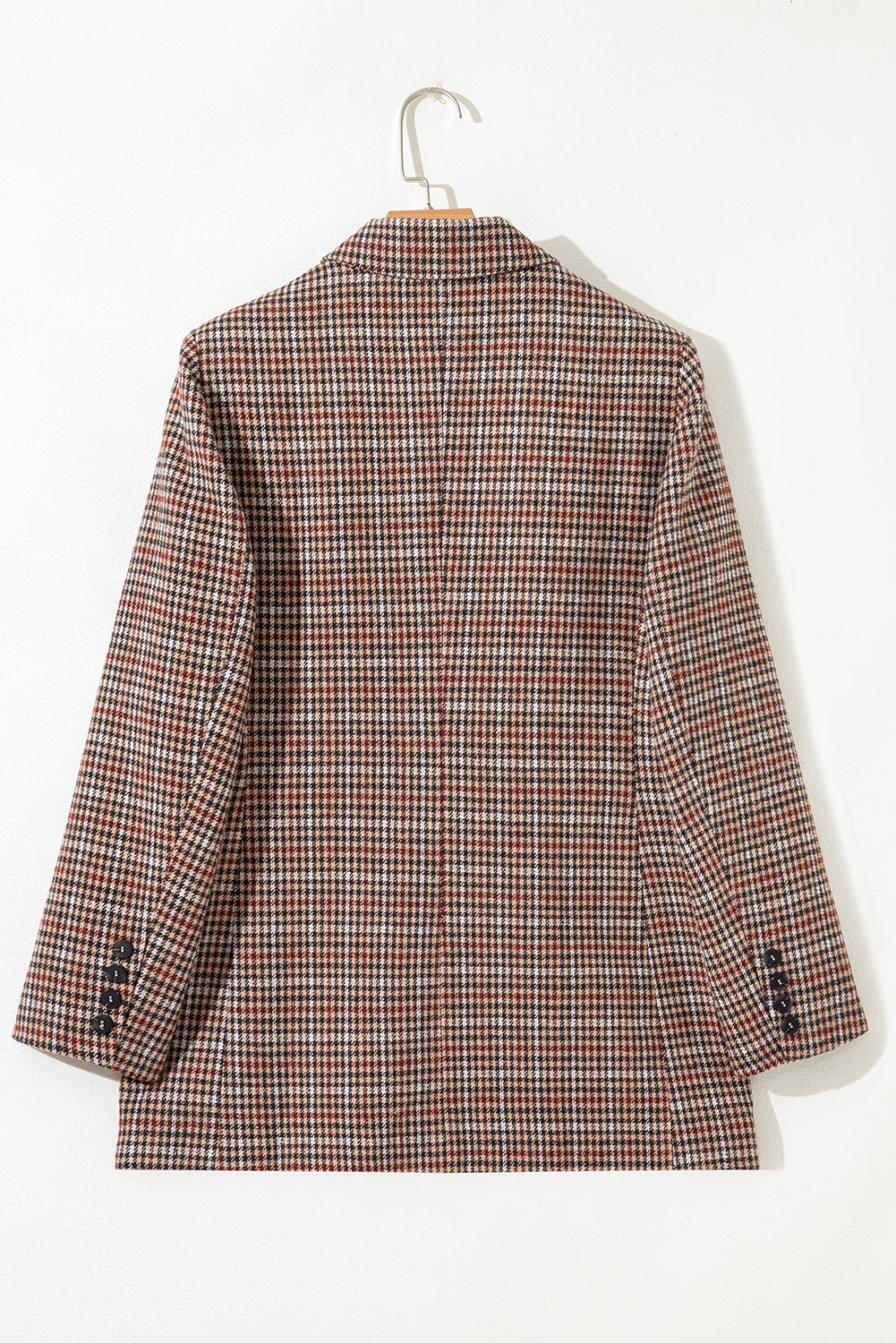 Brown Houndstooth Lapel Collar Blazer eAura