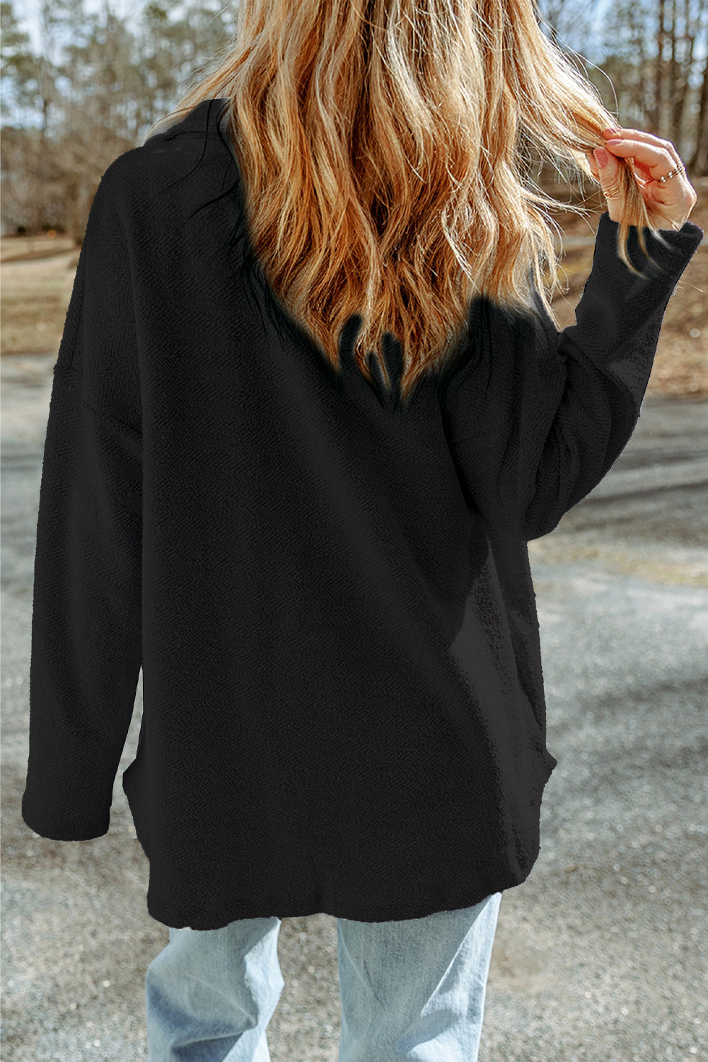 Grey Contrast Flap Pockets Relaxed Shacket Beagle Boutique Fashion Outlet