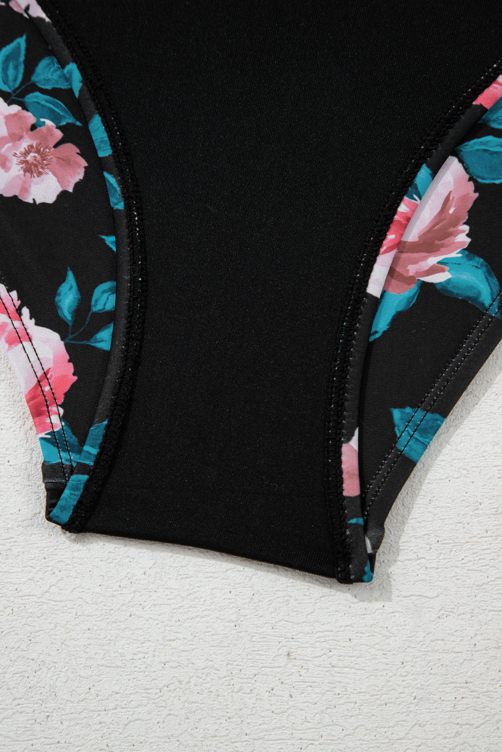 Sea Green Solid Ruffled Square Neck Swim Top and Floral Shorts Bikini Set BB Fashion Outlet