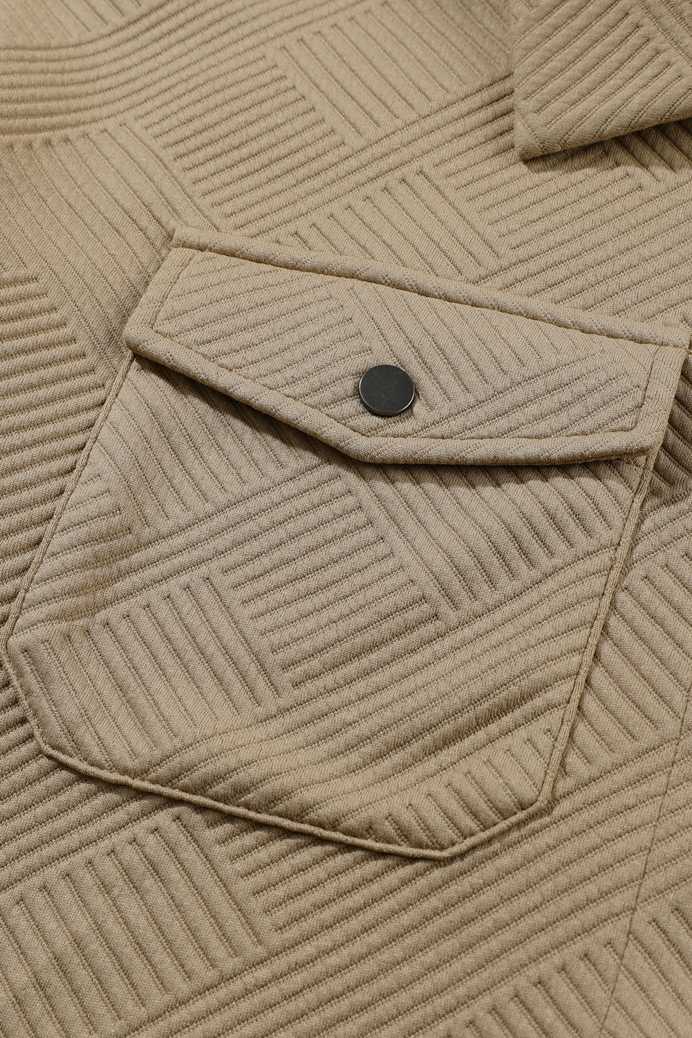 Khaki Solid Textured Flap Pocket Buttoned Shacket Beagle Boutique Fashion Outlet