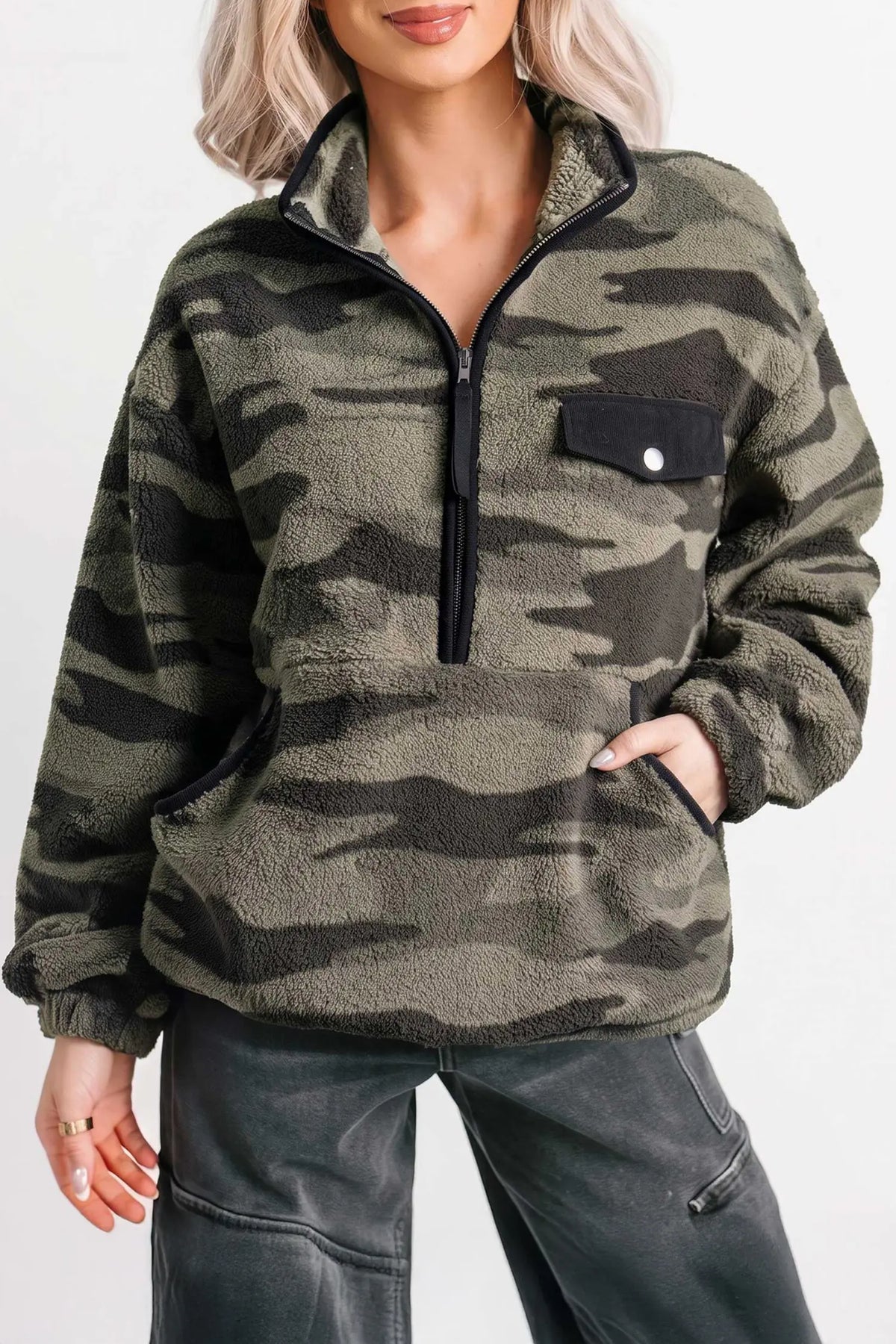 Fleece Half-Zip Pocket Sweatshirt
