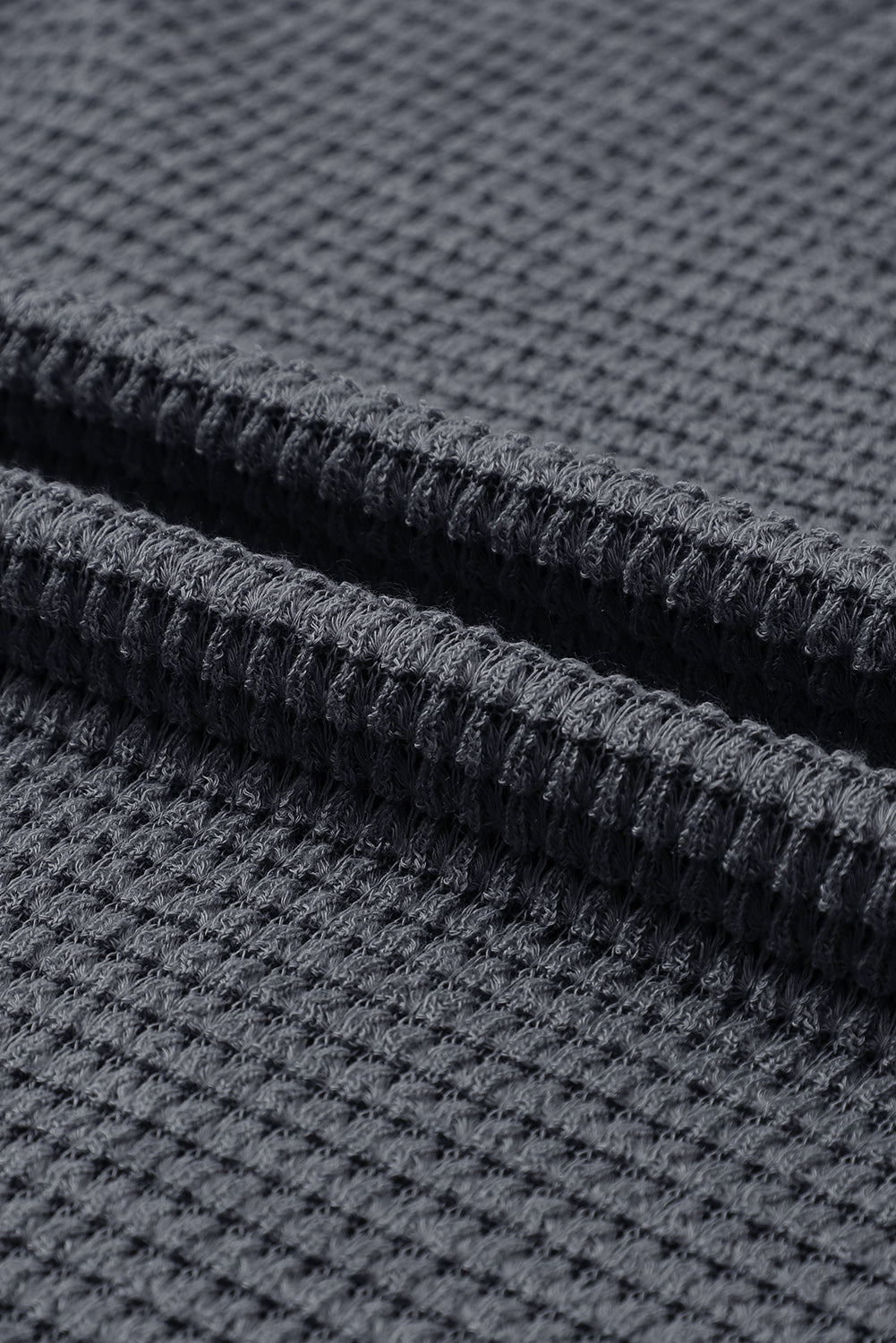 Khaki Waffle Knit High Slits Oversized Top - eAura