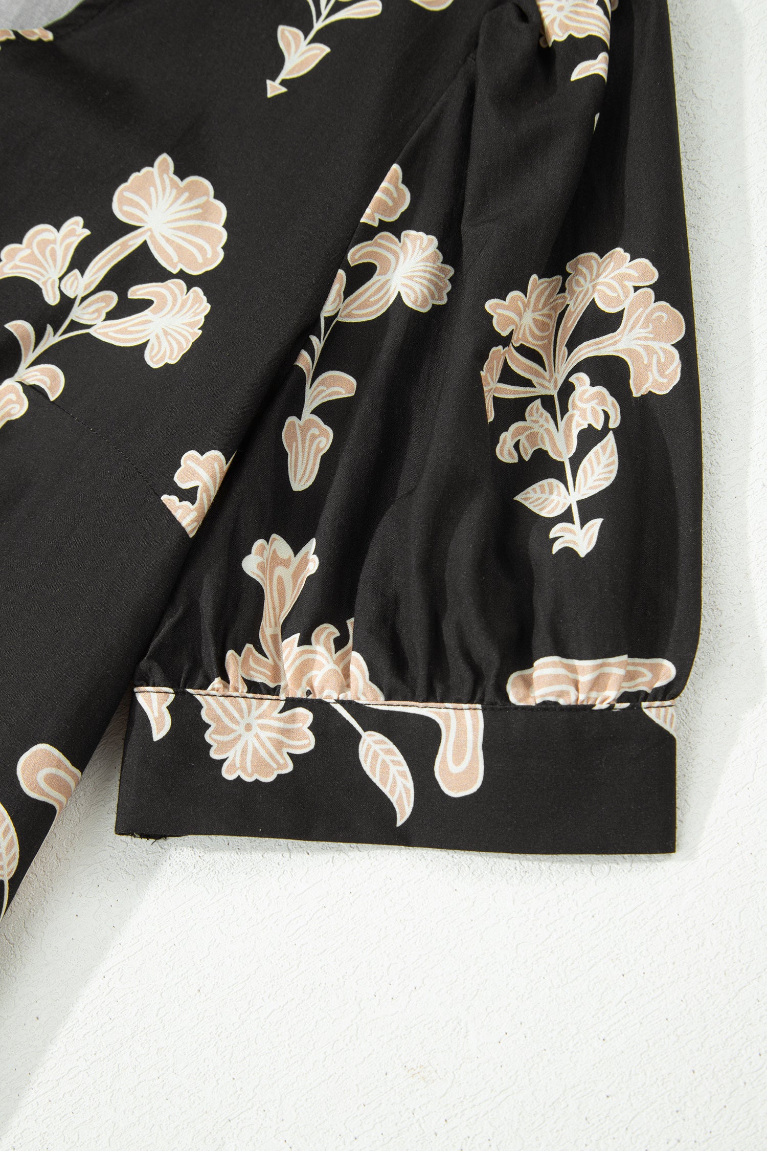 Floral Frill V-Neck Puff Sleeve Drop Waist Mini Dress