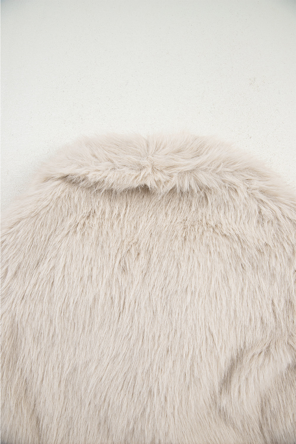 Cream Long Sleeve Thick Faux Fur Coat - eAura
