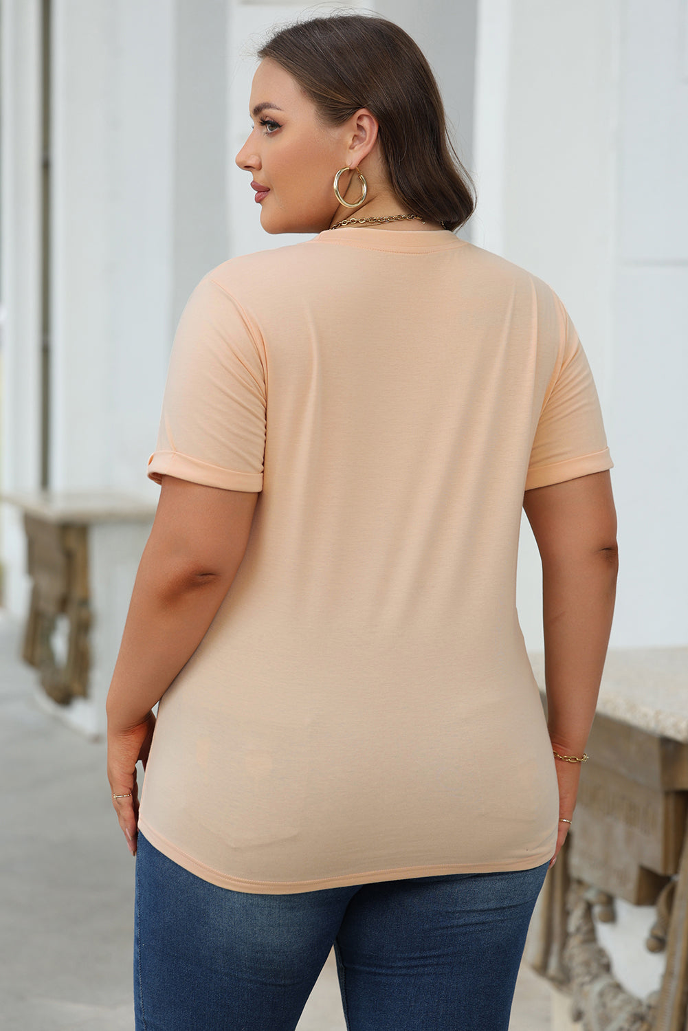 Casual Plain Crew Neck Tee T-Shirt