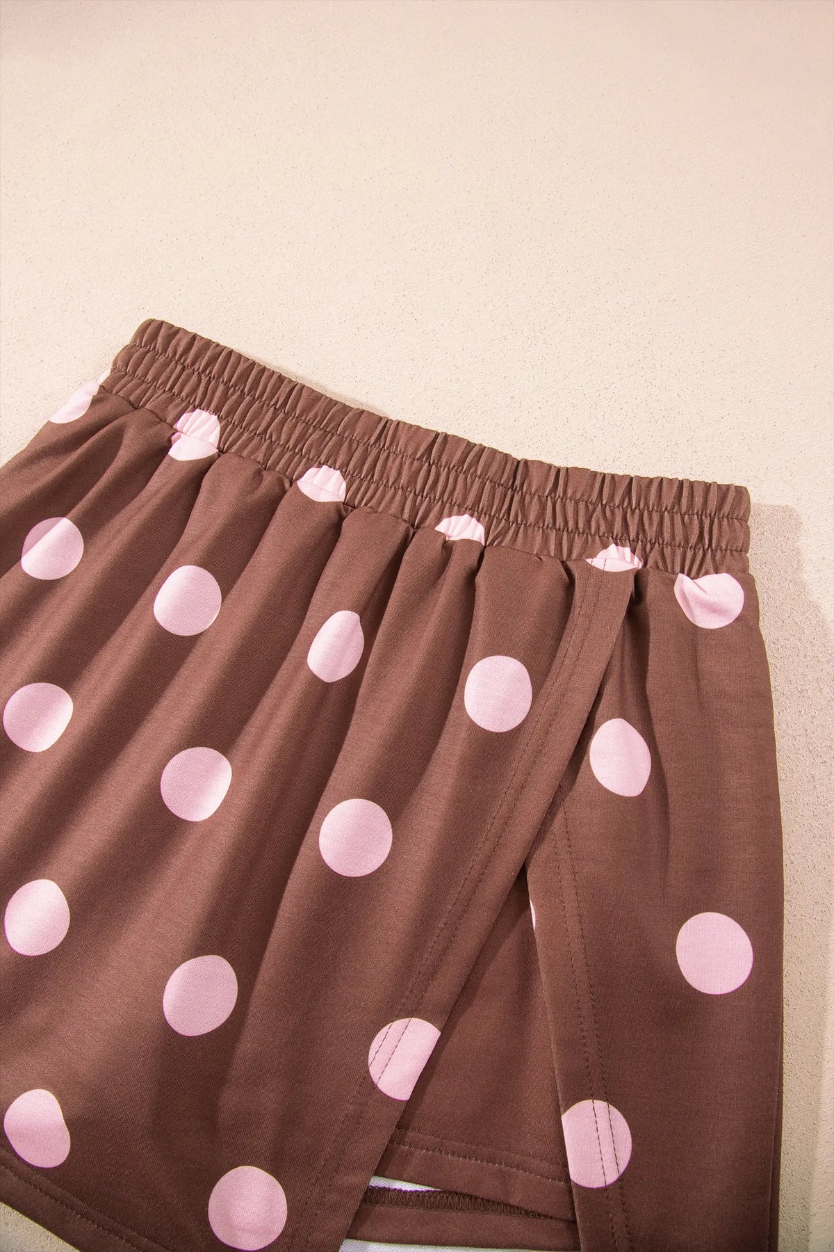 Polka Dot Two Piece Set Long Sleeve Casual Skirt Set – Pink