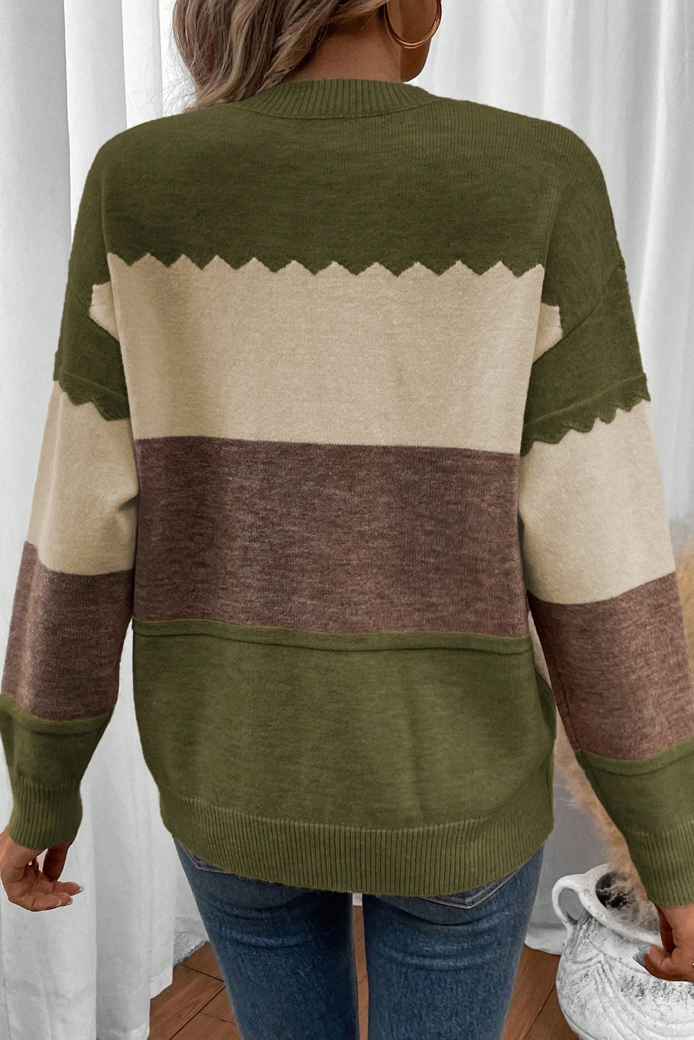 Crew Neck Drop Shoulder Sweater Dear-Lover Dropshipping