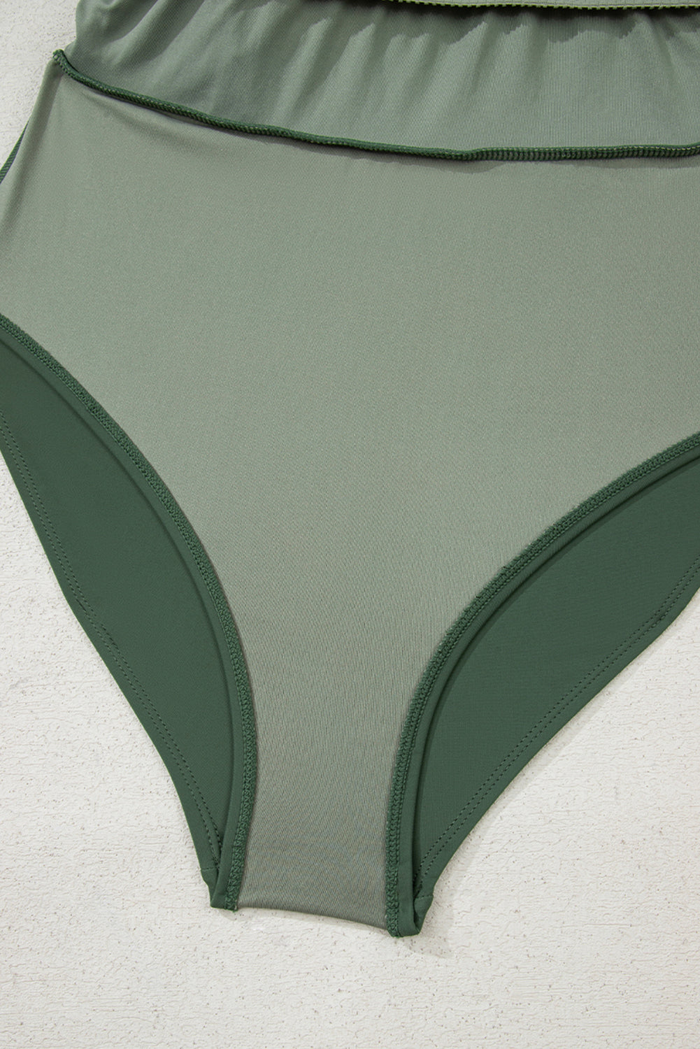 Mist Green Side Tied Waist Square Neck Adjustable Straps A-line One Piece Swim Dress eAura