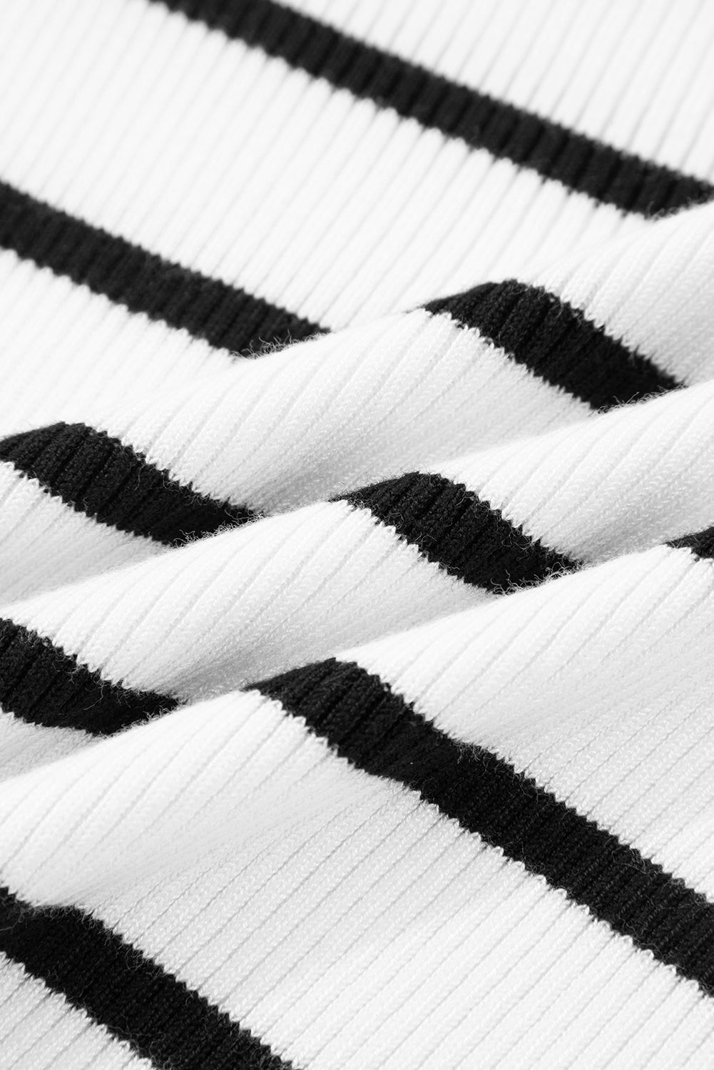 Scalloped Trim U-Neck Striped Ribbed Slim Sweater Dear-Lover Dropshipping
