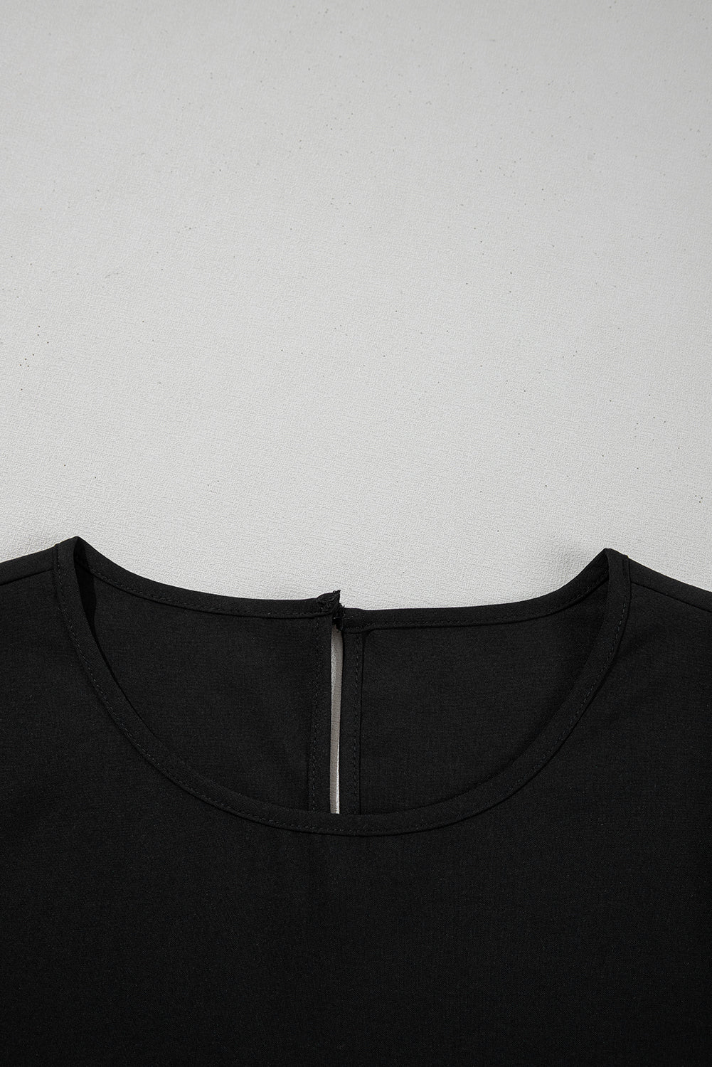 Ruffle Trimmed 3/4 Sleeve Round Neck Blouse eAura