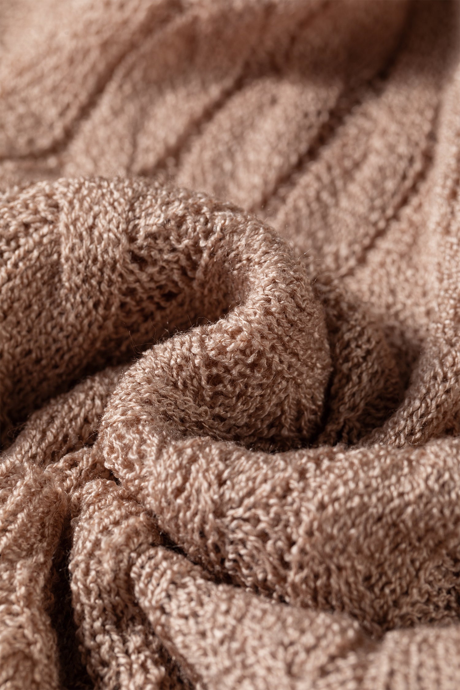 Hollowed Pattern Knit Drop Shoulder Open Sweater Cardigan – Old Rose