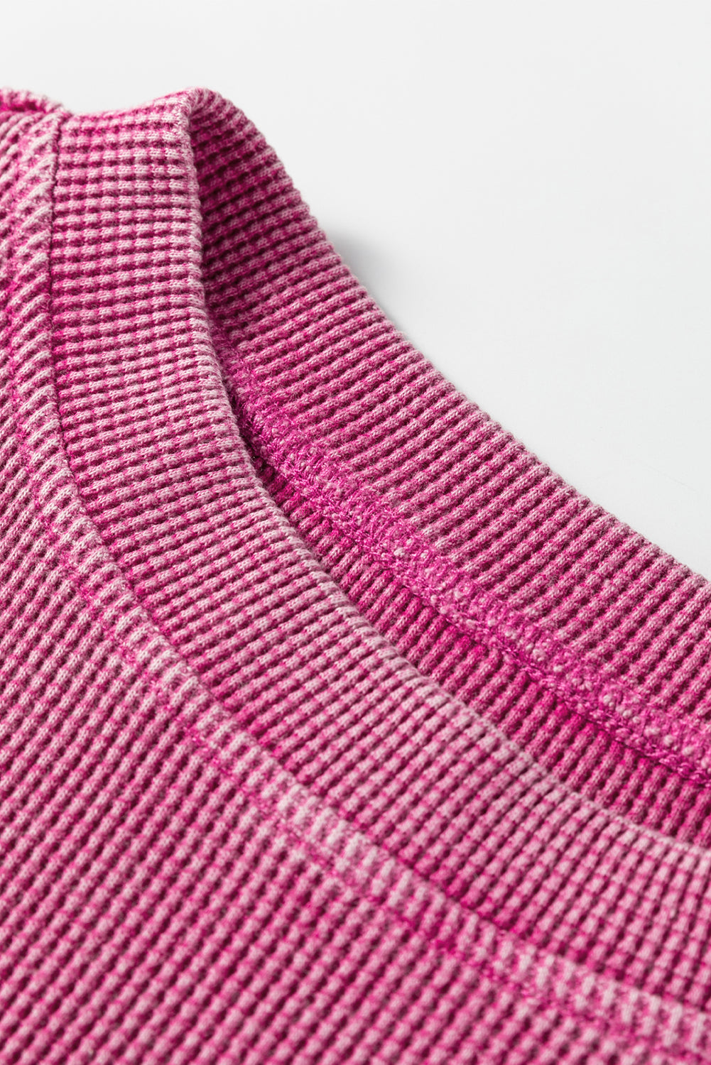 Waffle Textured Long Sleeve Loose Top - eAura