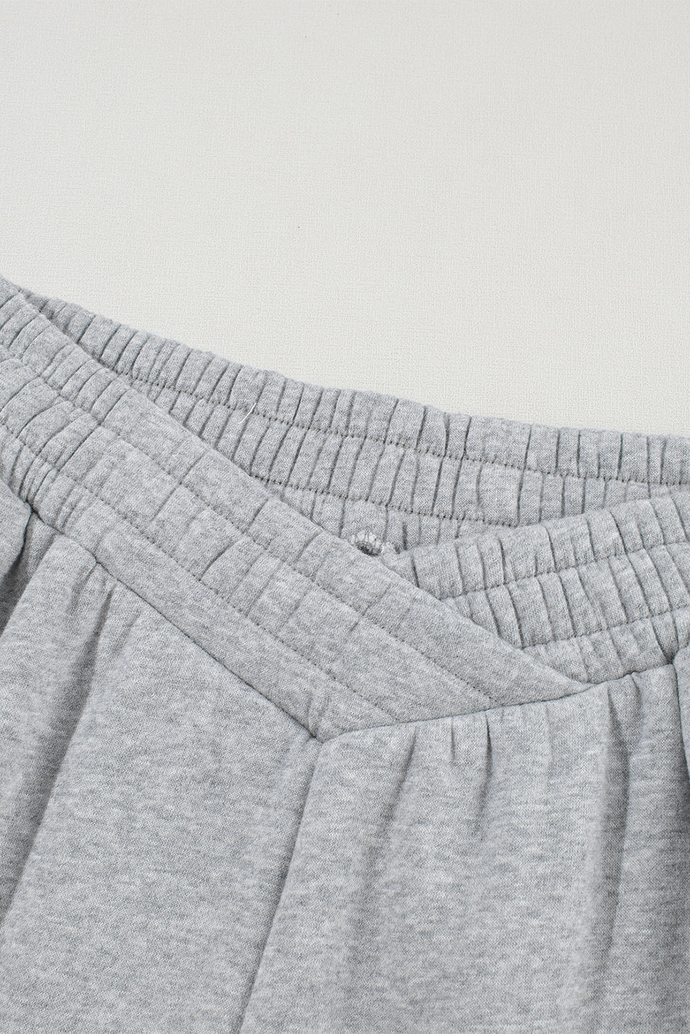 Solid Color Crisscross Elastic Waist Sweatpants – Light Grey