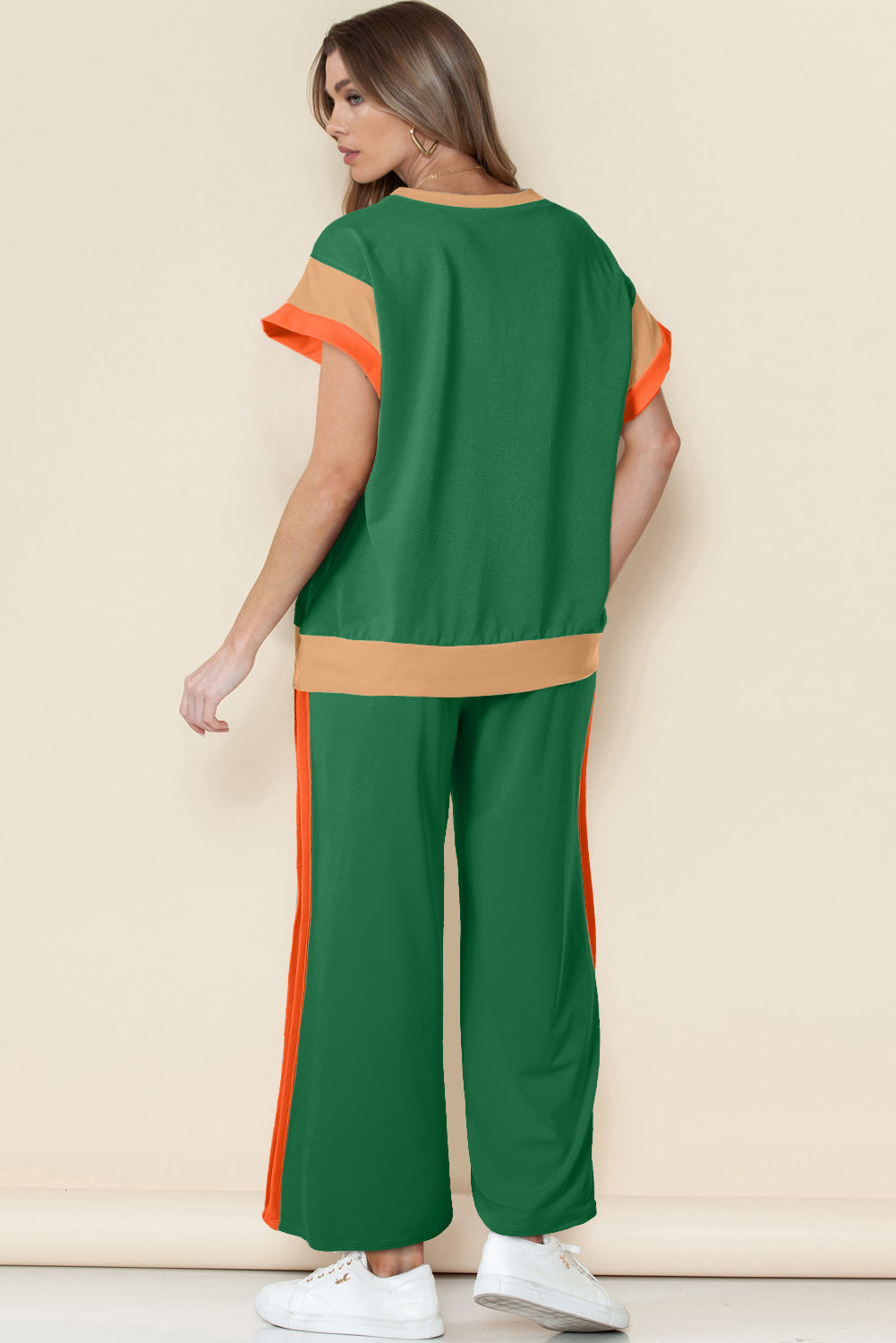 Colour Block Detail Casual Two-piece Co-ord Set Outfit