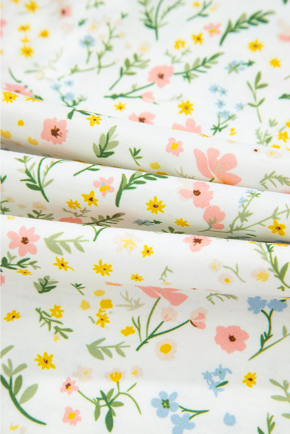 White Floral Print Contrast Pipping Short Pyjamas Set eAura
