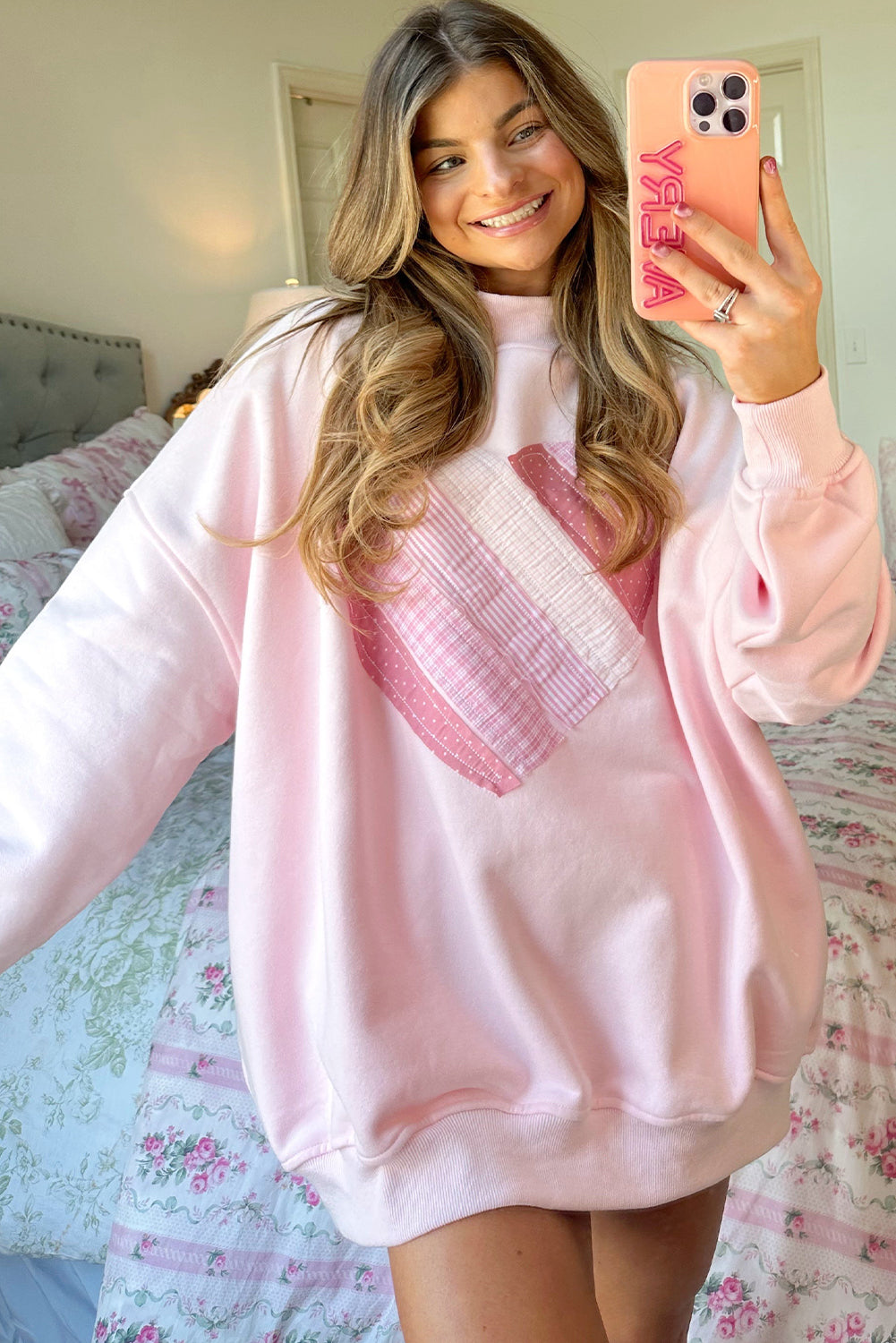 Sweetheart Patchwork Mockneck Oversized Sweatshirt - eAura
