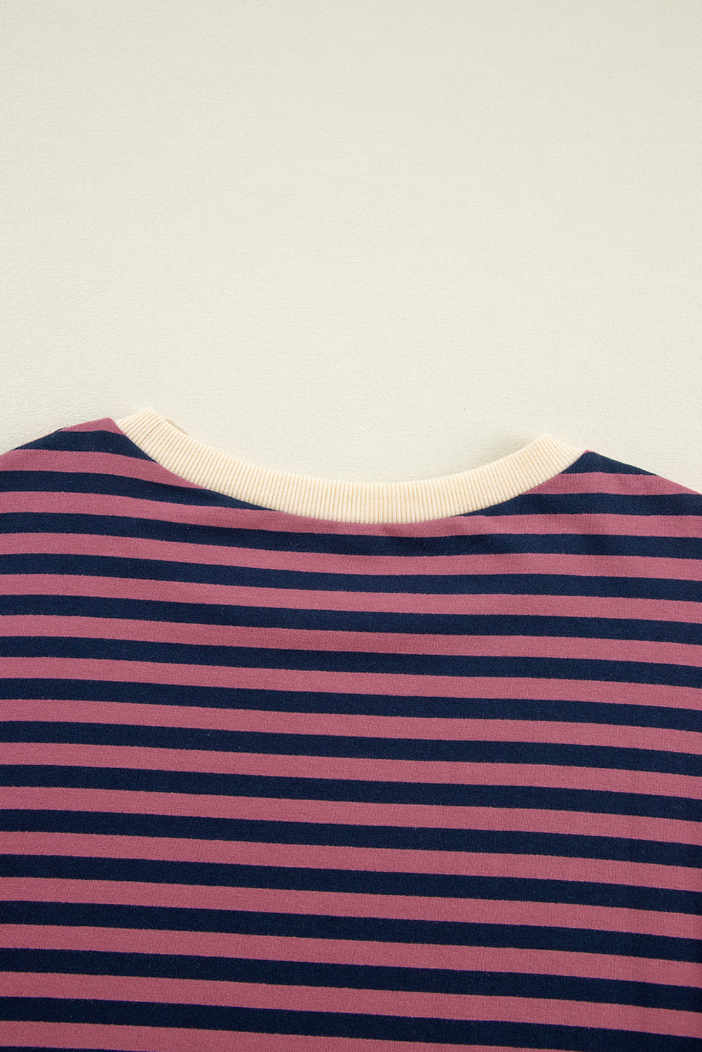 Sky Blue Stripe Oversized Contrast Trim Pullover Sweatshirt BB Fashion Outlet