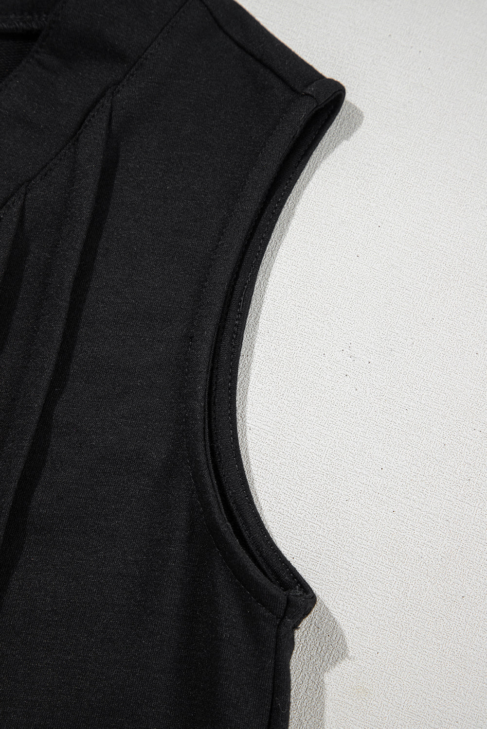 Black white Tie V Neck Pintuck Sleeveless Loose Romper eAura