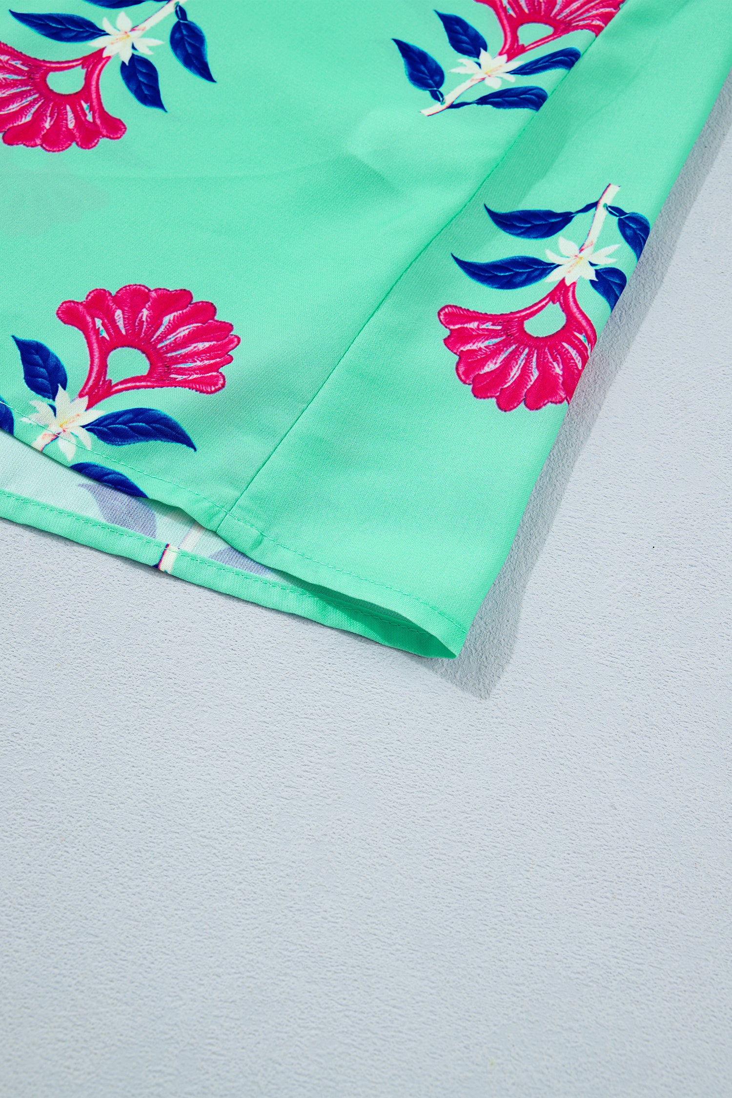 Floral V Neck Flutter Sleeve Blouse – Green