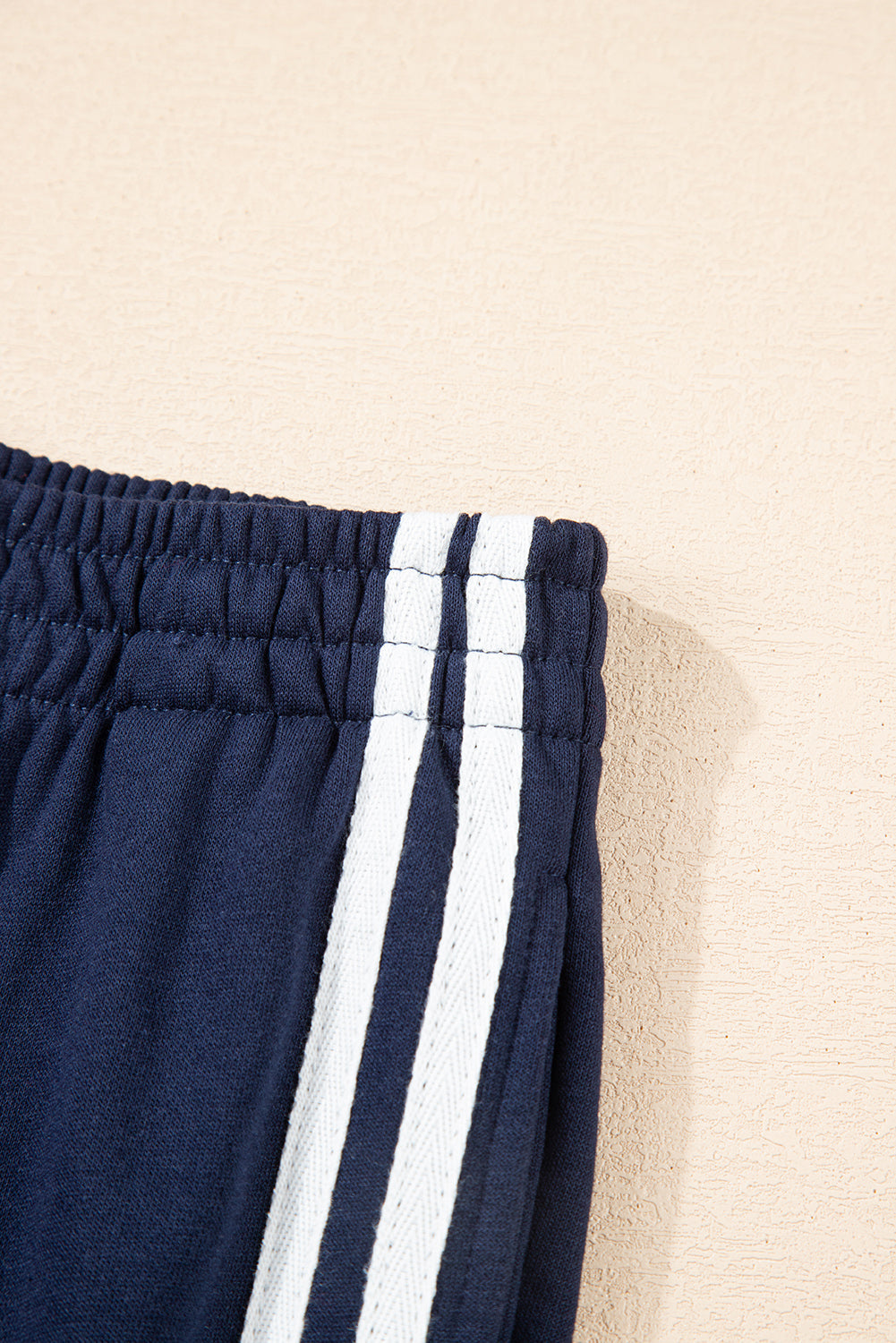 Varsity Striped Detail Crewneck Pullover Elastic Sweatpants 2pcs Co-ord eAura