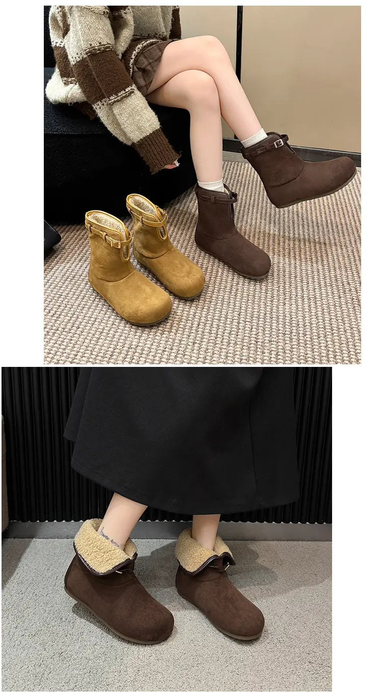 Two ways to wear Brown fleece-lined boots