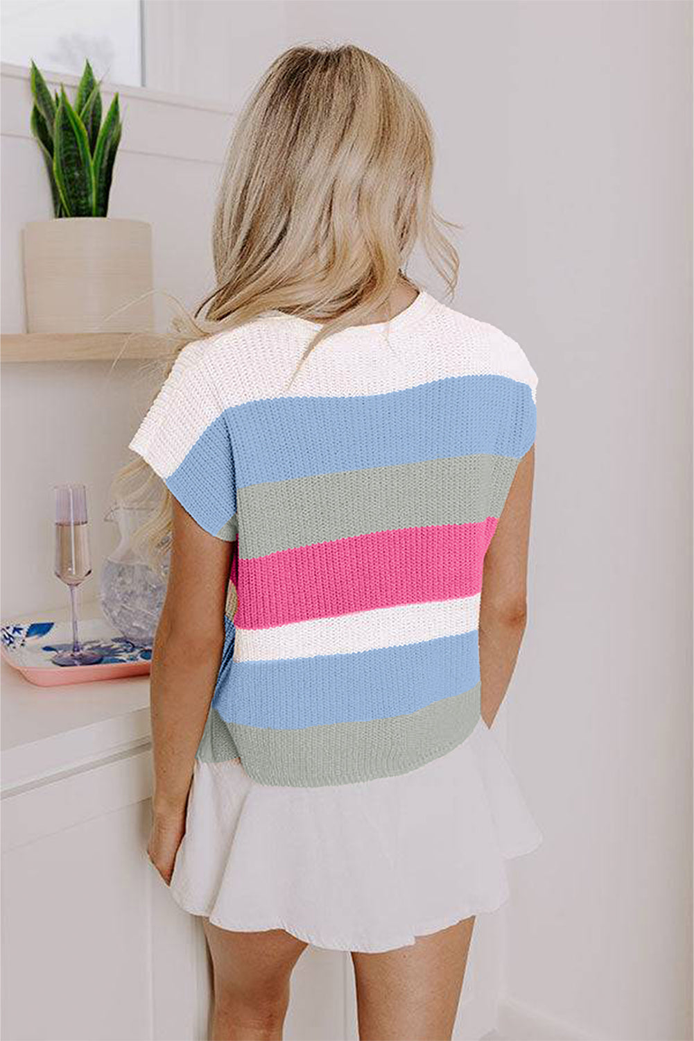 Light Blue V Neck Sweater Top eAura