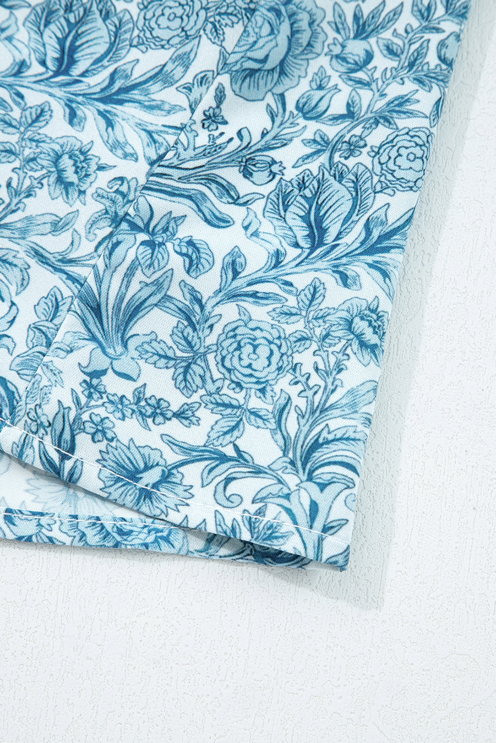 Sky Blue All Over Floral Puff Sleeve Shirt - eAura