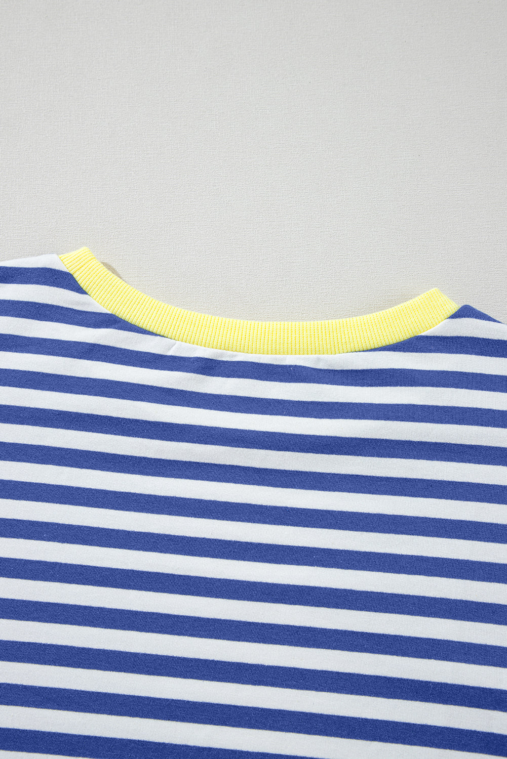 Sky Blue Stripe Oversized Contrast Trim Pullover Sweatshirt BB Fashion Outlet