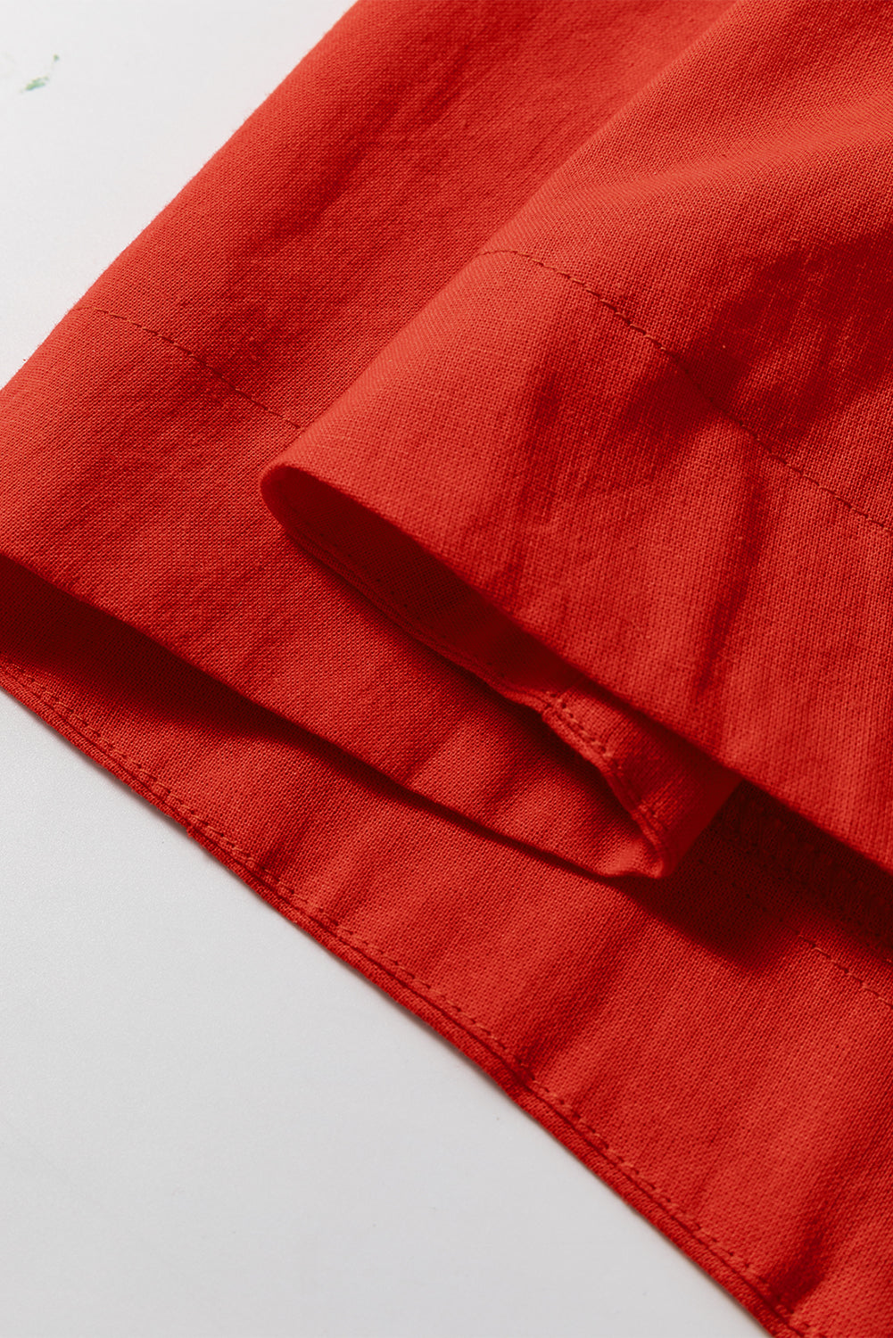 Tomato Red Bishop Sleeve Button Up Pleated Mini Shirt Dress eAura