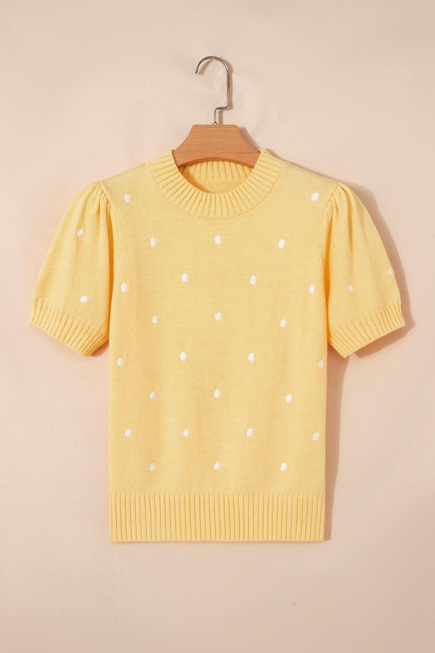 Elegant Polka Dot Bubble Short Sleeve Sweater