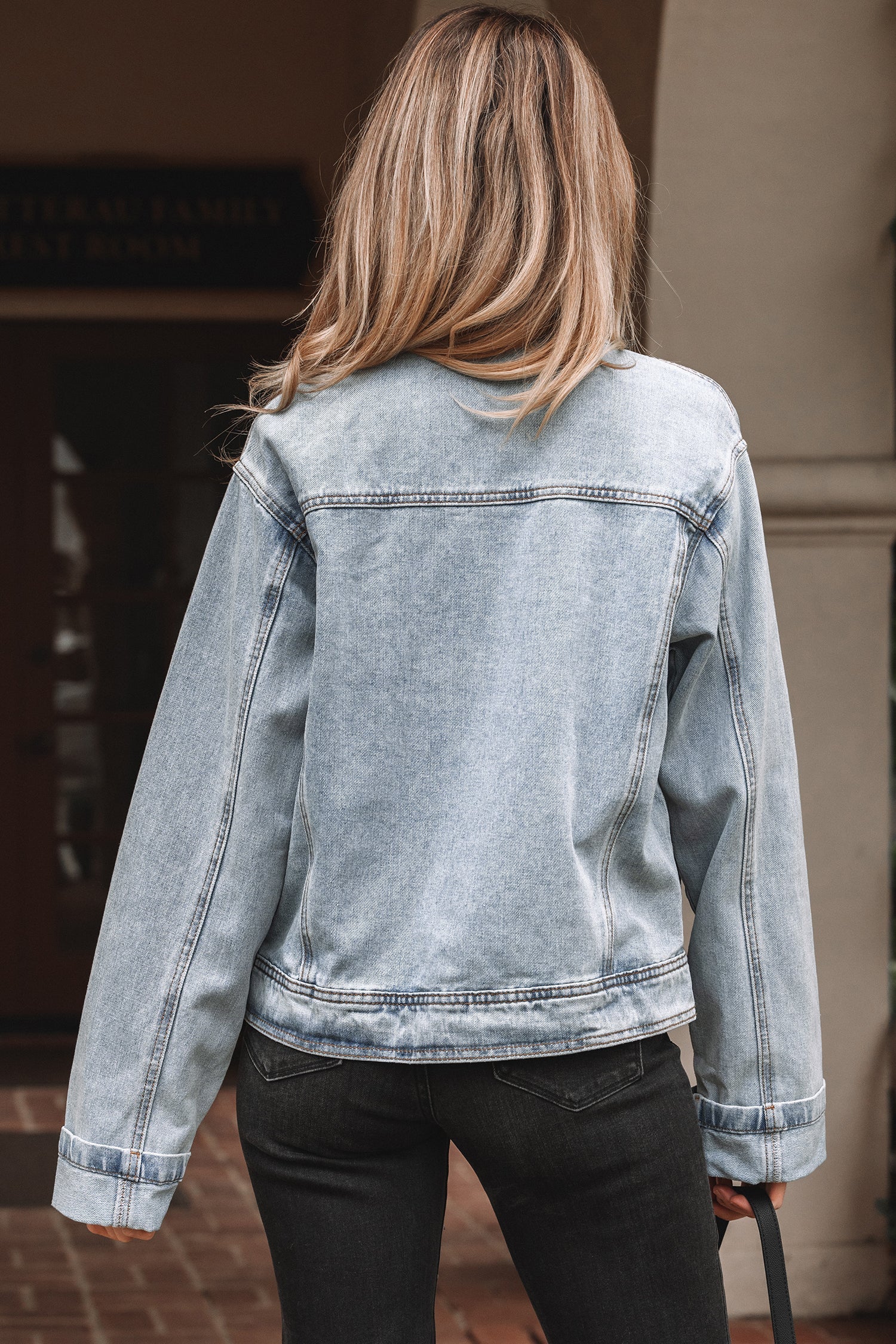 Blue Zip Up Washed Denim Jacket - eAura